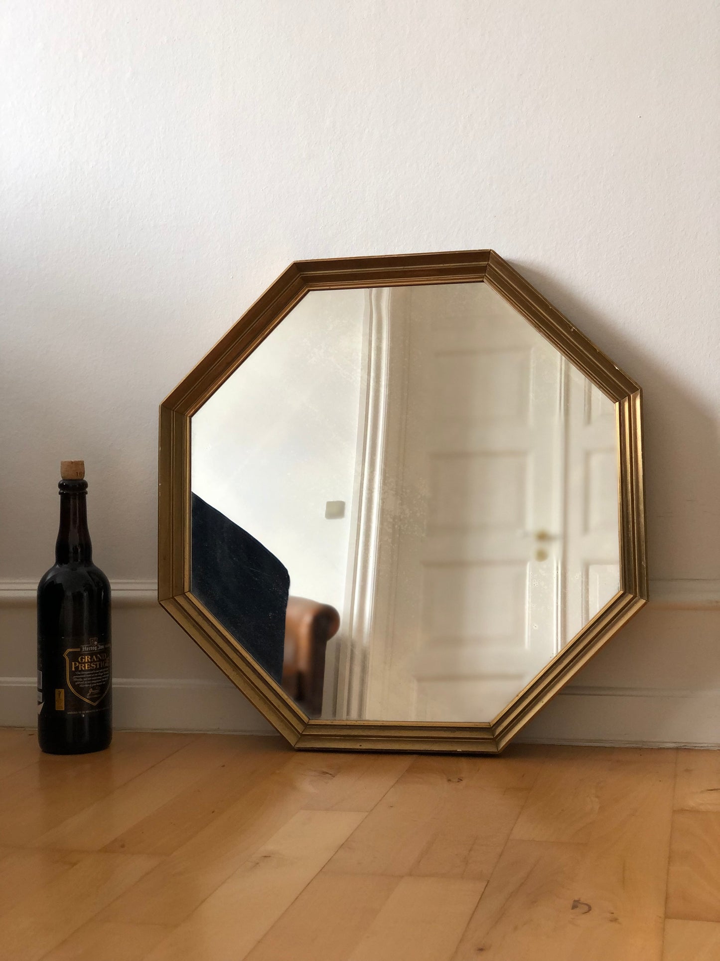 Vintage Octagon Giltwood Mirror Belgium