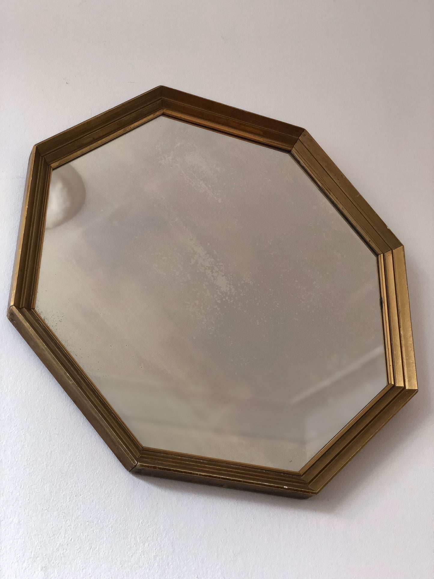 Vintage Octagon Giltwood Mirror Belgium