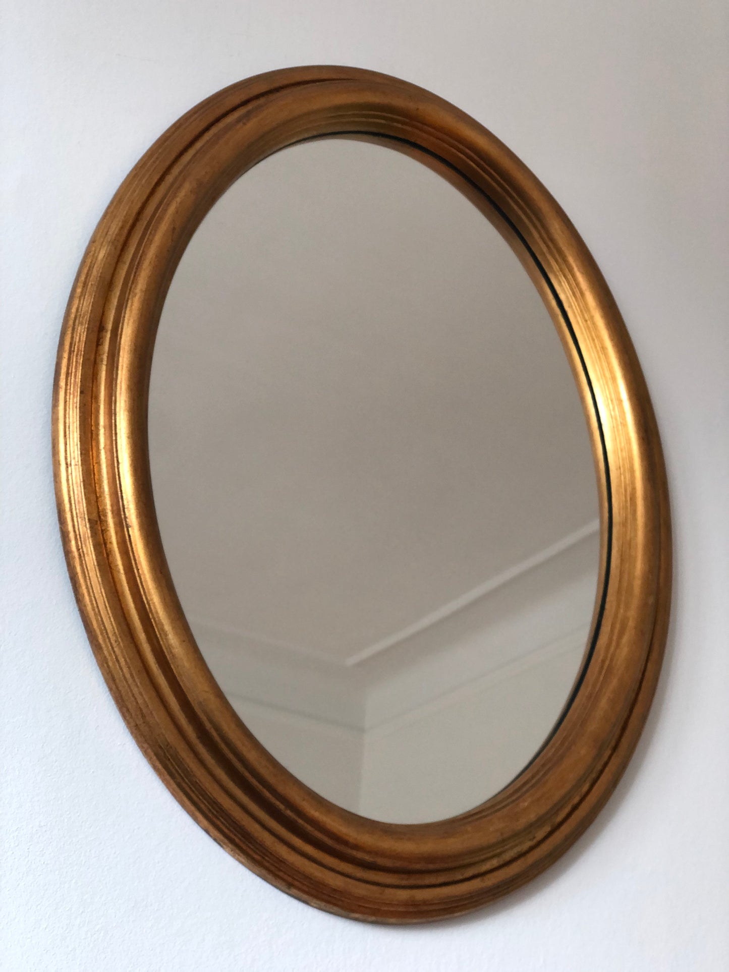 Vintage Oval Giltwood Mirror Belgium