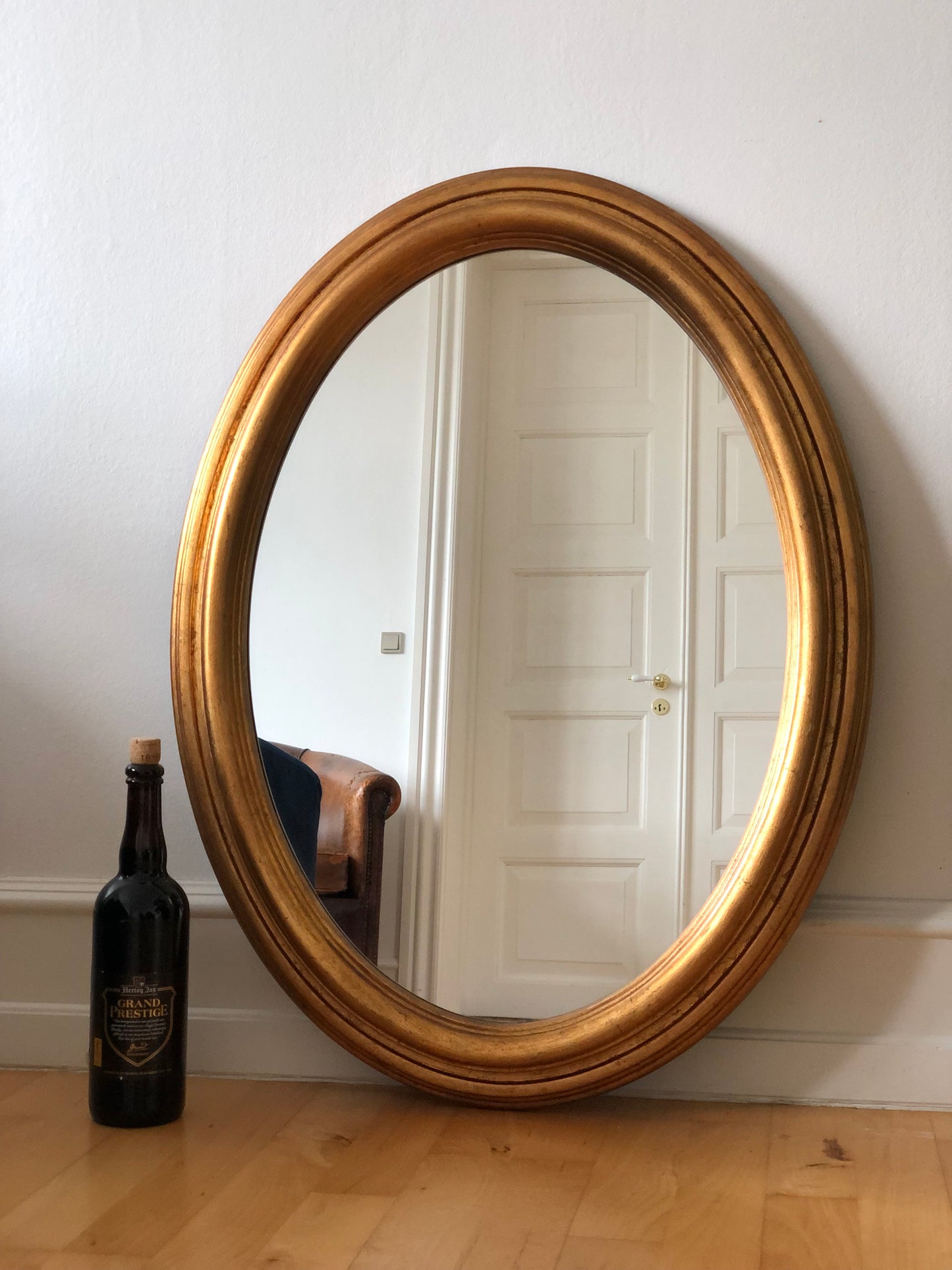 Vintage Oval Giltwood Mirror Belgium