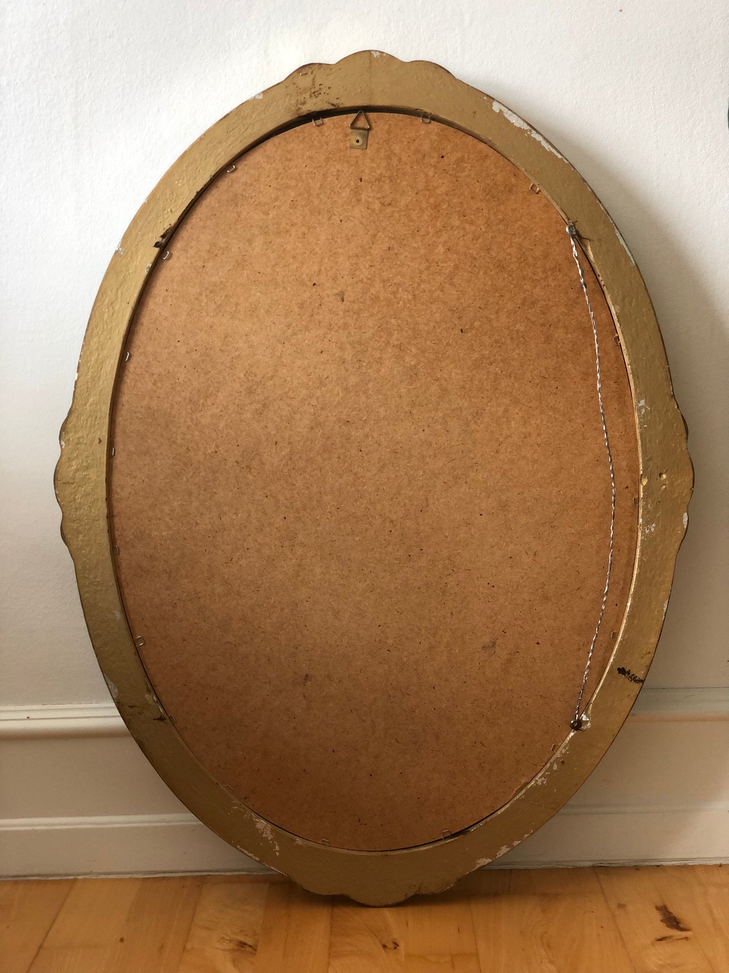 Vintage Oval Silver Bevelled Mirror with Golden Roses