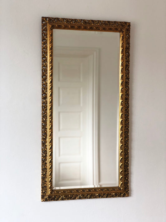 Vintage Rococo Gilded Beveled Full-Length Mirror Belgium 1960s