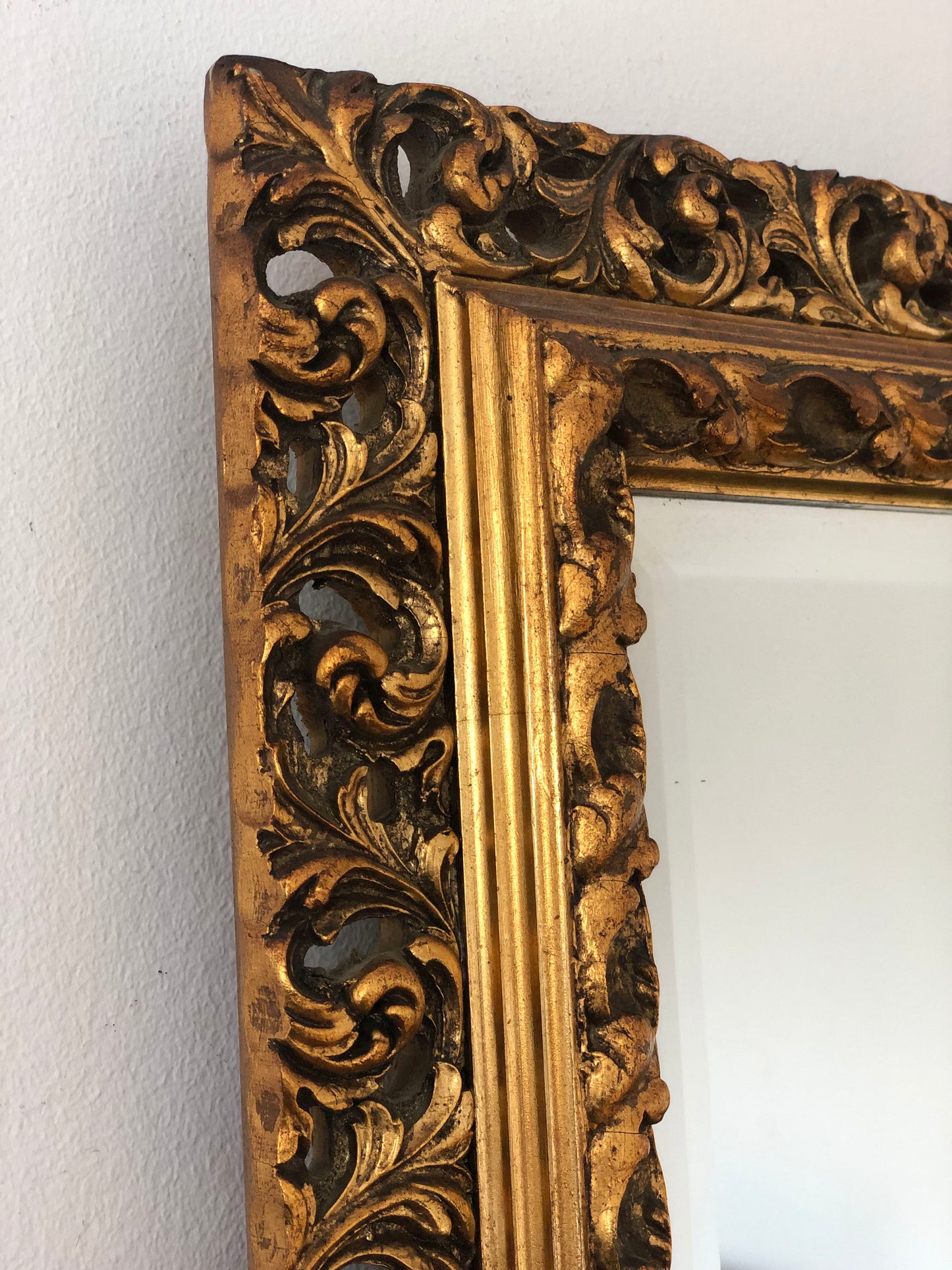 Vintage Rococo Gilded Beveled Full-Length Mirror Belgium 1960s