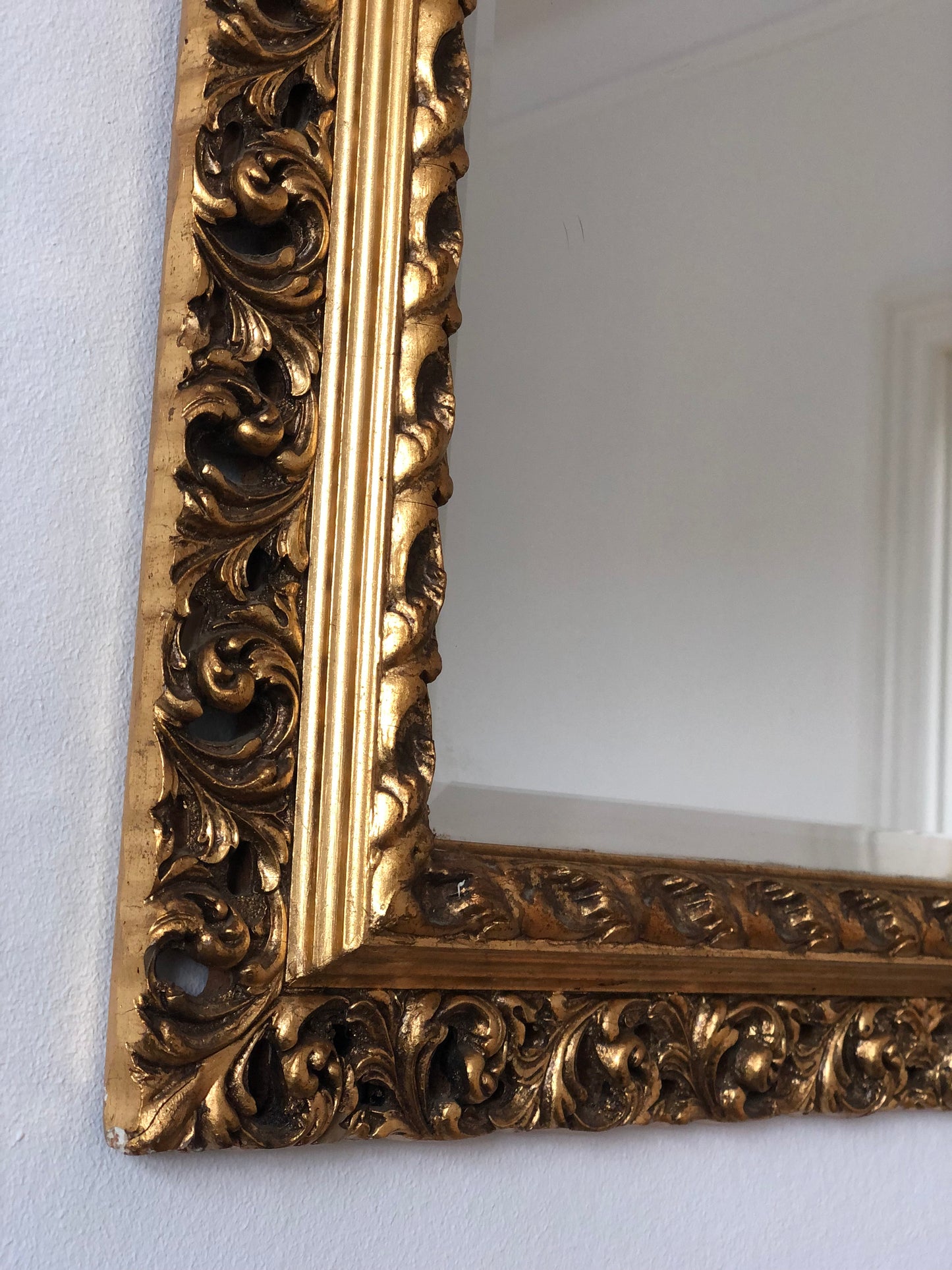 Vintage Rococo Gilded Beveled Full-Length Mirror Belgium 1960s