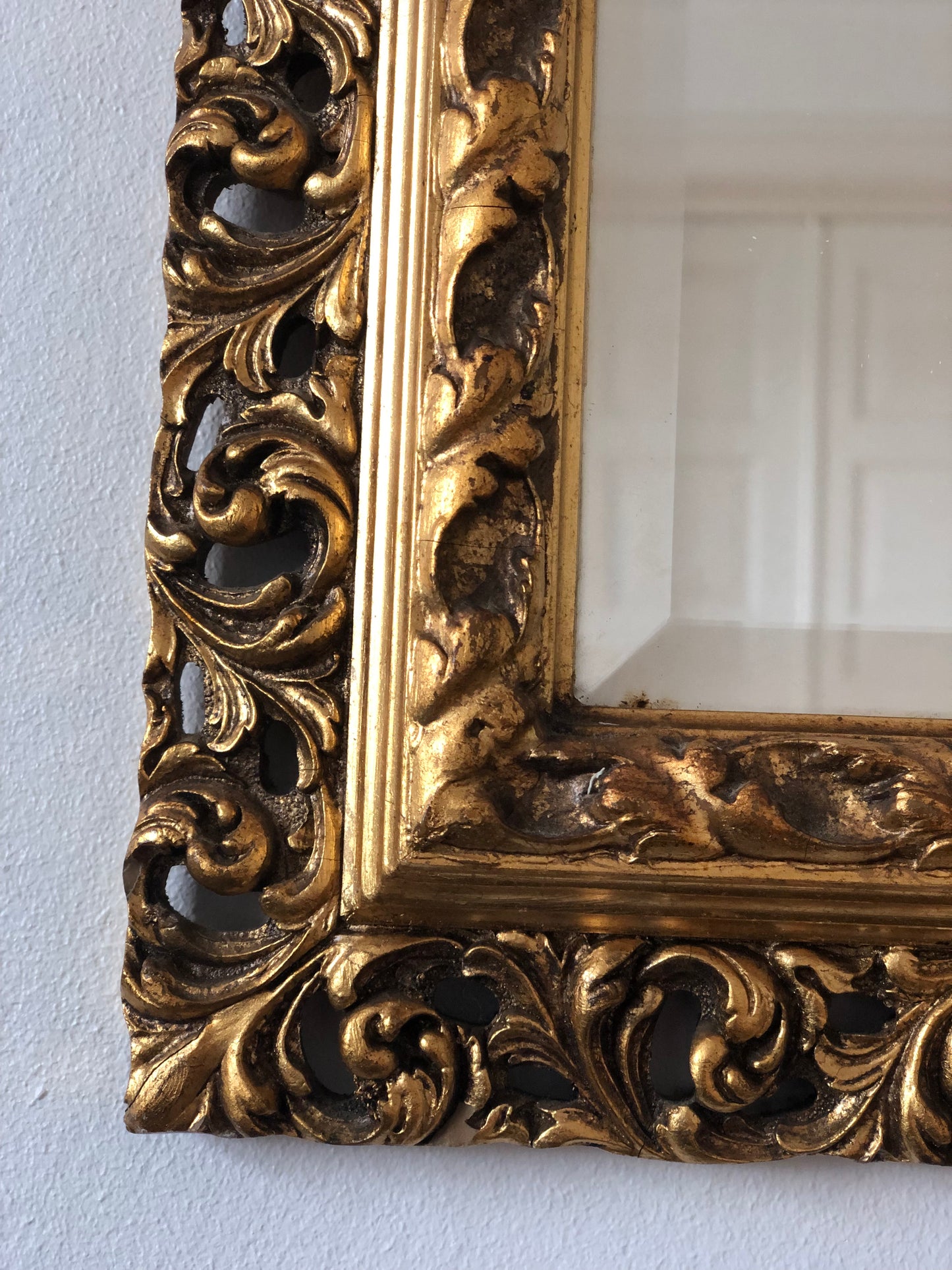 Vintage Rococo Gilded Beveled Full-Length Mirror Belgium 1960s
