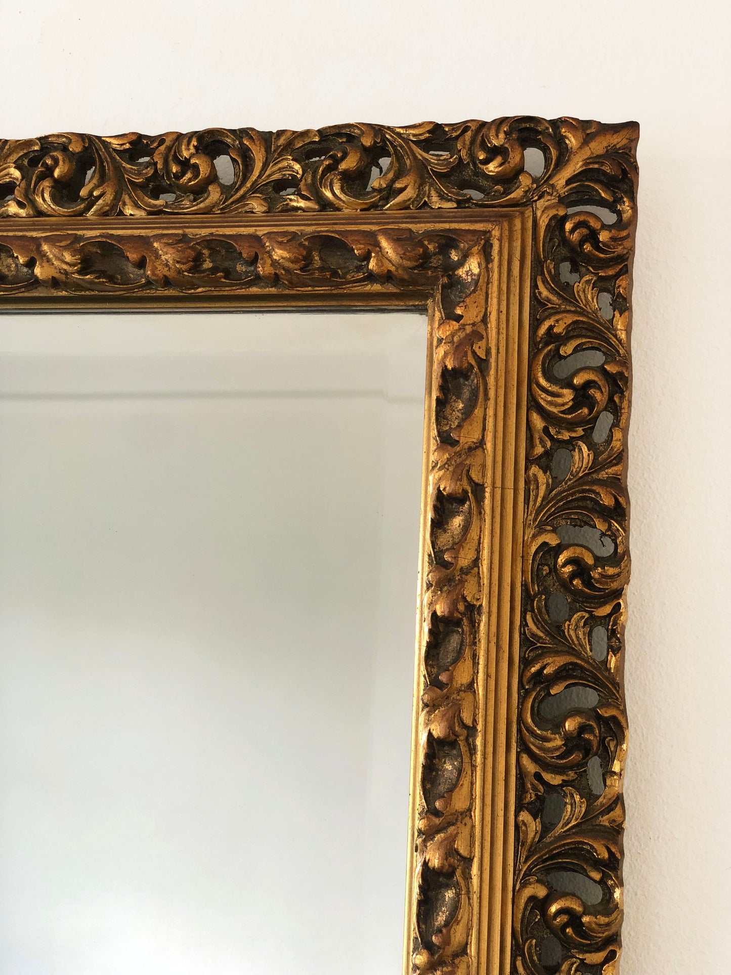 Vintage Rococo Gilded Beveled Full-Length Mirror Belgium 1960s