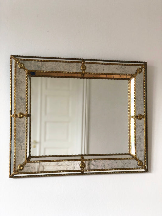 Vintage Venetian Mirror Hollywood Regency in Gold Spain 1990s
