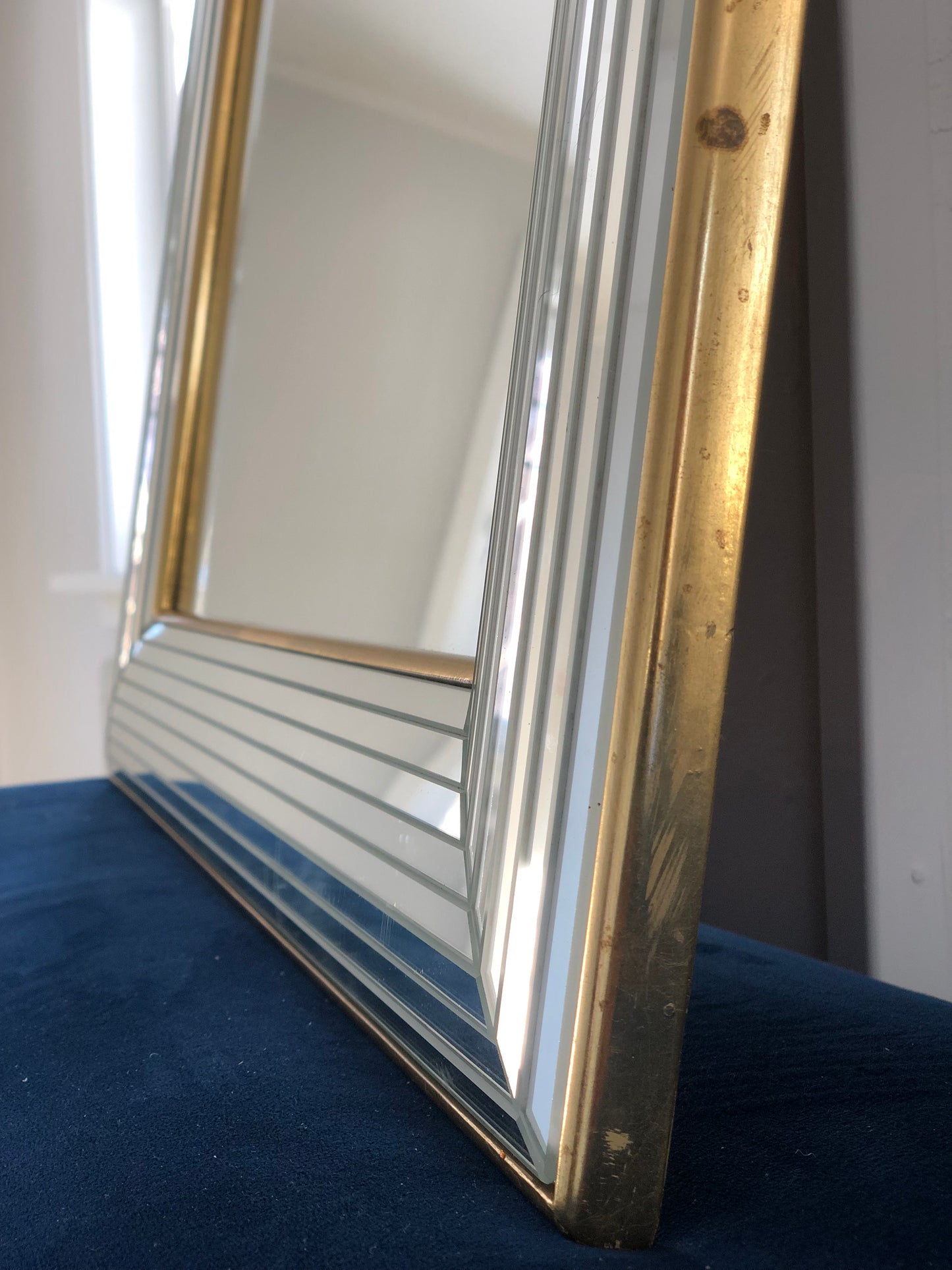 Vintage Deknudt Mirror Hollywood Regency in Silver and Gold 1980s