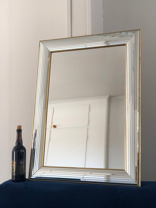 Vintage Deknudt Mirror Hollywood Regency in Silver and Gold 1980s