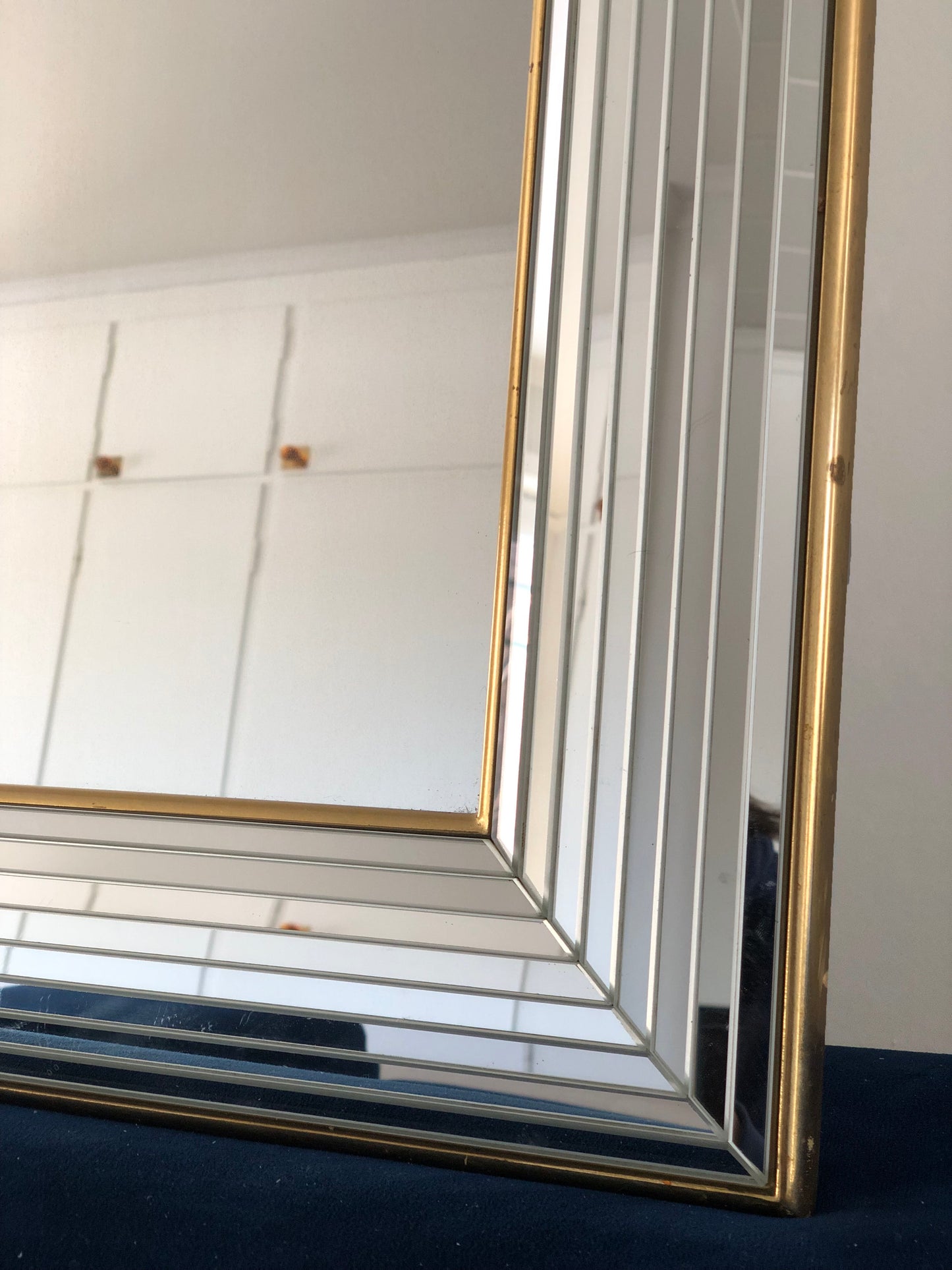 Vintage Deknudt Mirror Hollywood Regency in Silver and Gold 1980s