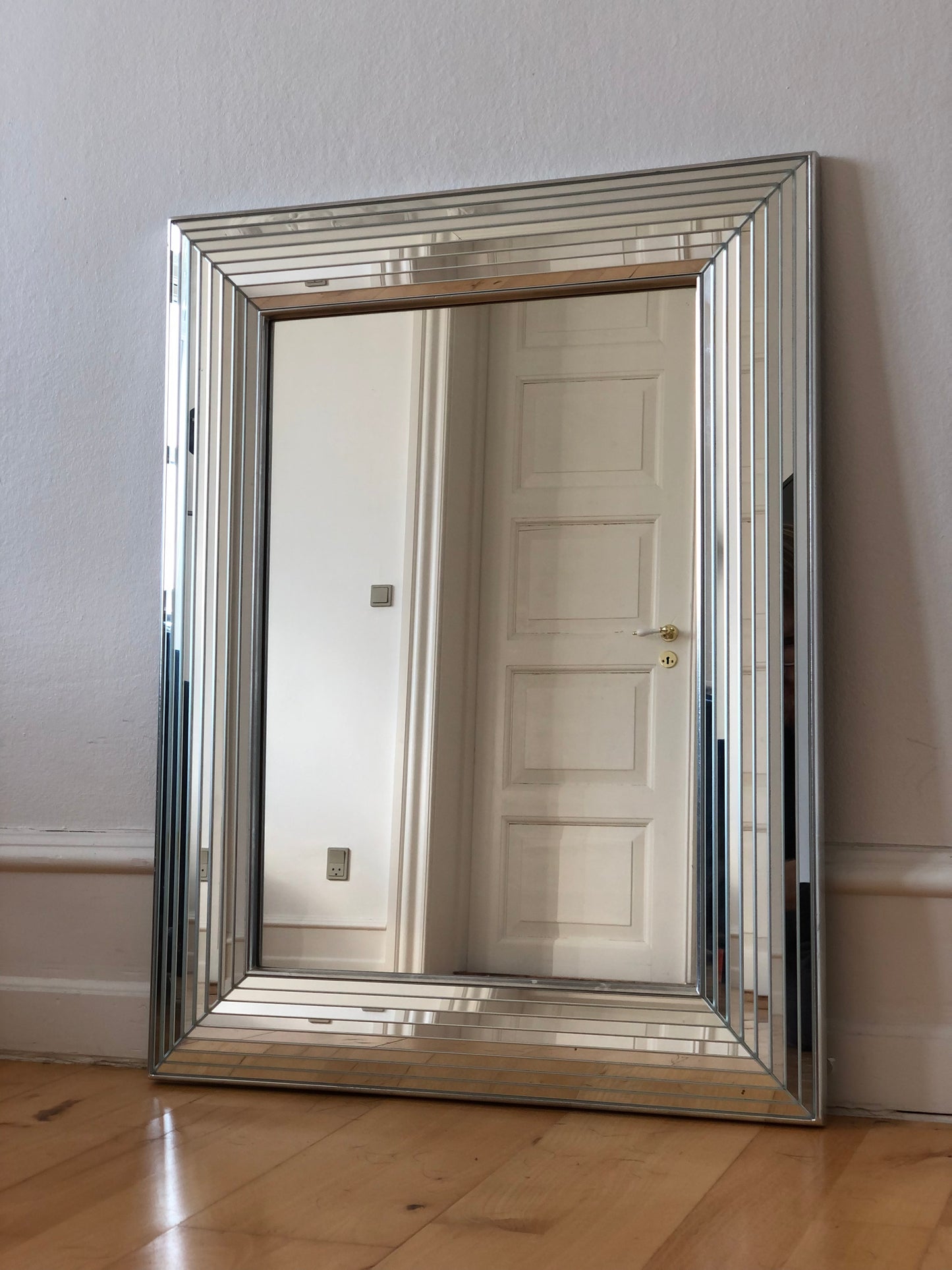 RESERVED Vintage Deknudt Rectangular Mirror in Silver Belgium 1980s