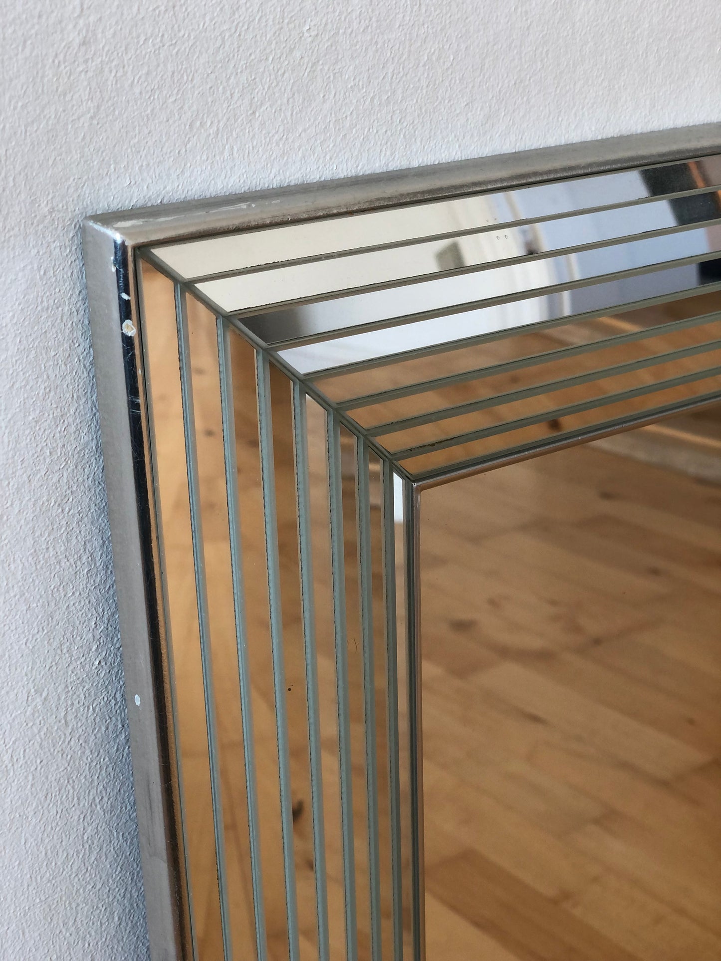 RESERVED Vintage Deknudt Rectangular Mirror in Silver Belgium 1980s