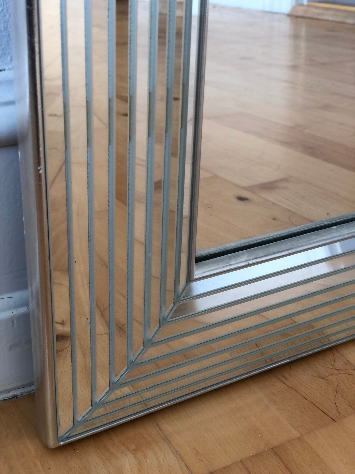 RESERVED Vintage Deknudt Rectangular Mirror in Silver Belgium 1980s