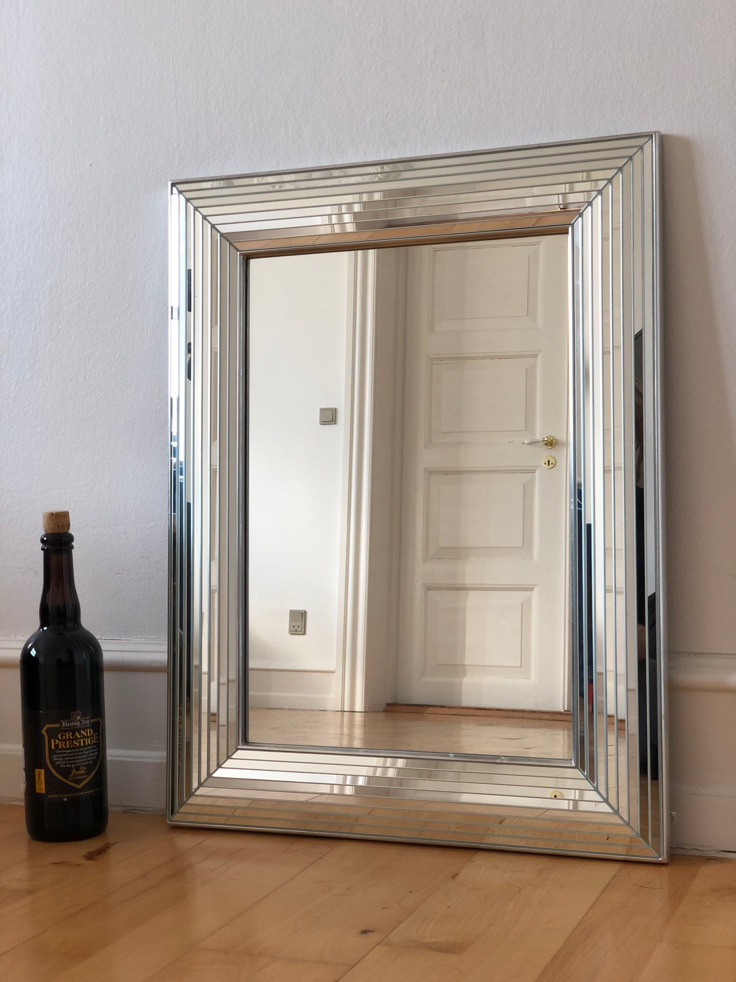 RESERVED Vintage Deknudt Rectangular Mirror in Silver Belgium 1980s