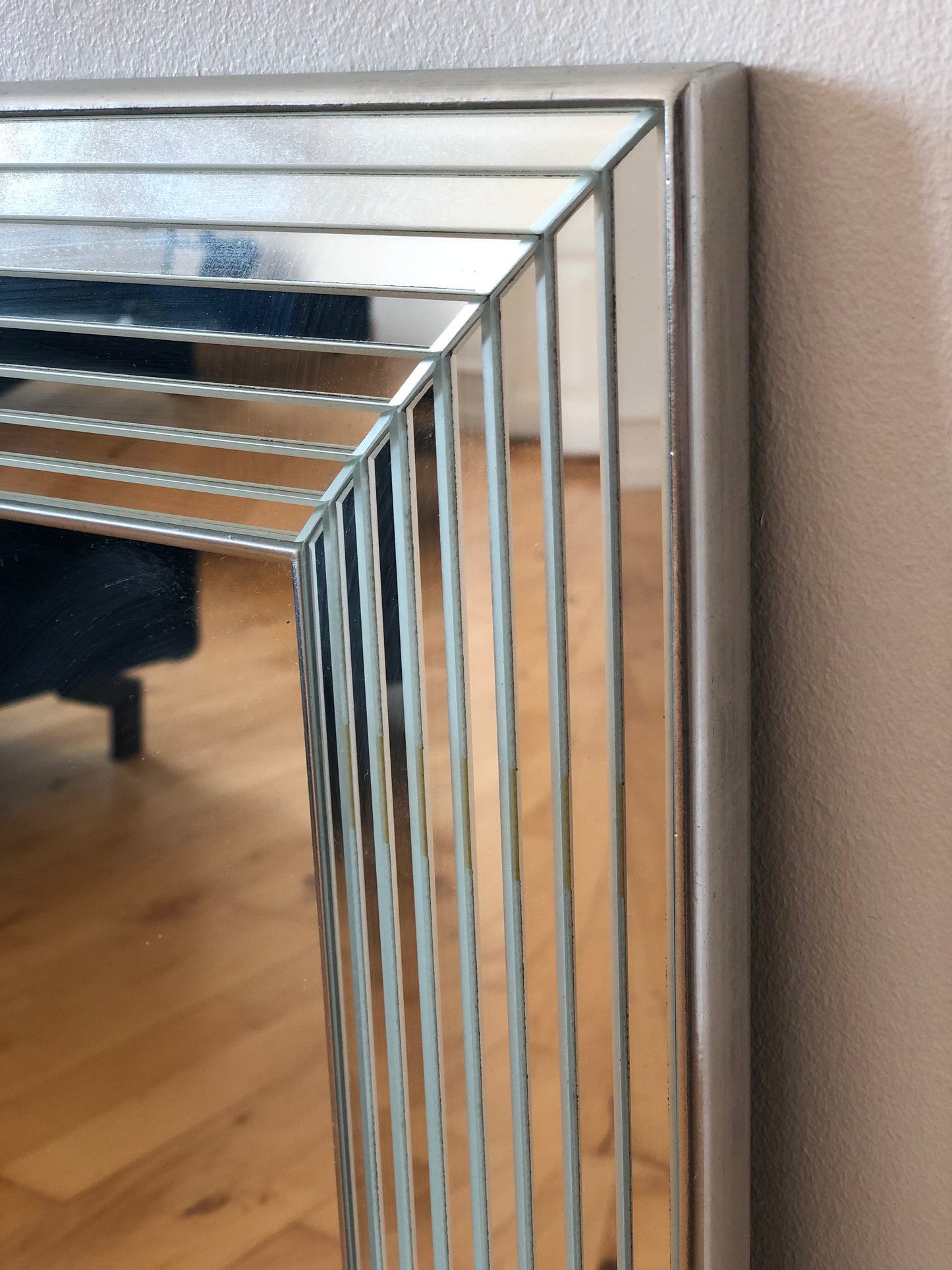 RESERVED Vintage Deknudt Rectangular Mirror in Silver Belgium 1980s