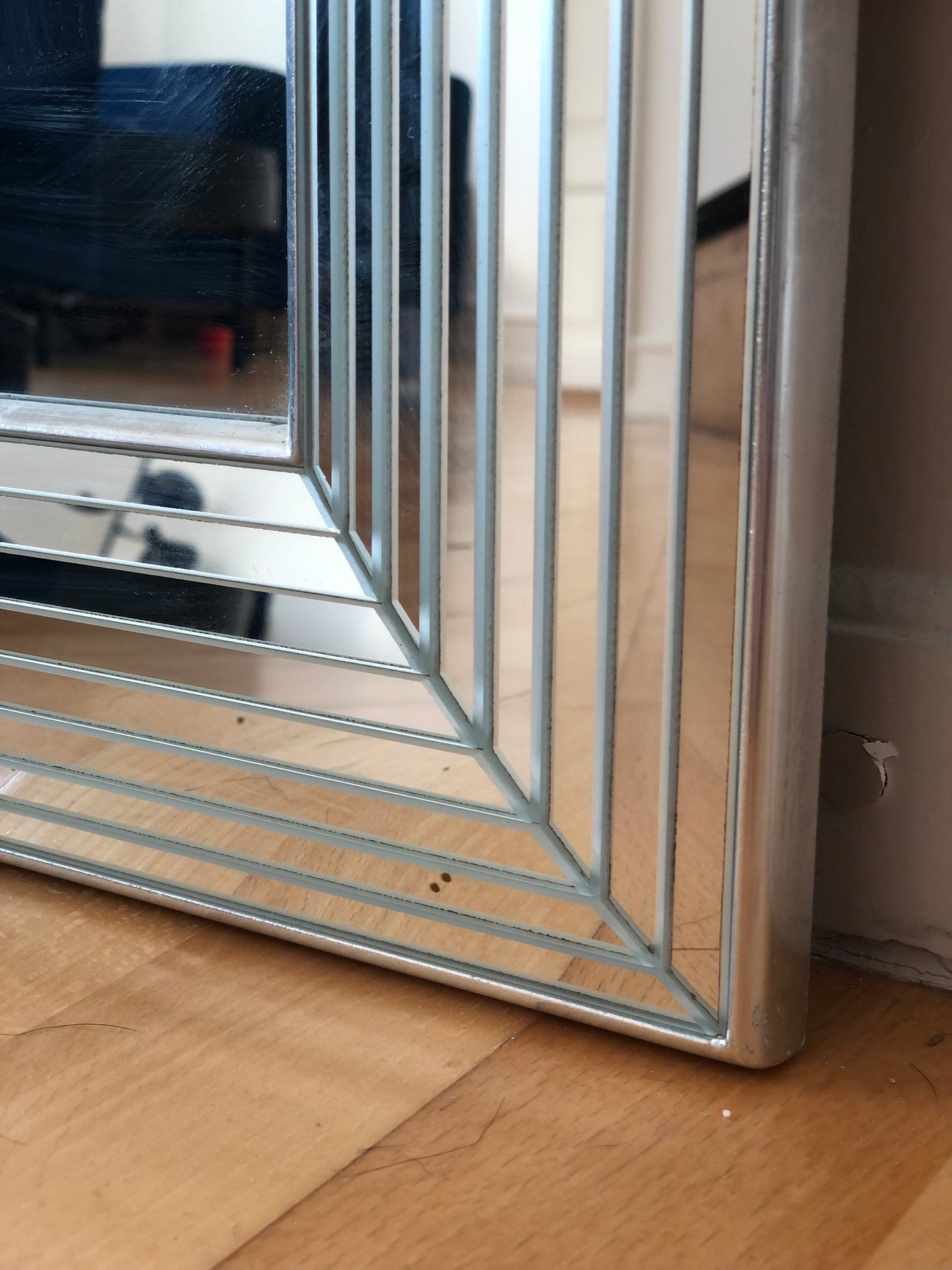 RESERVED Vintage Deknudt Rectangular Mirror in Silver Belgium 1980s