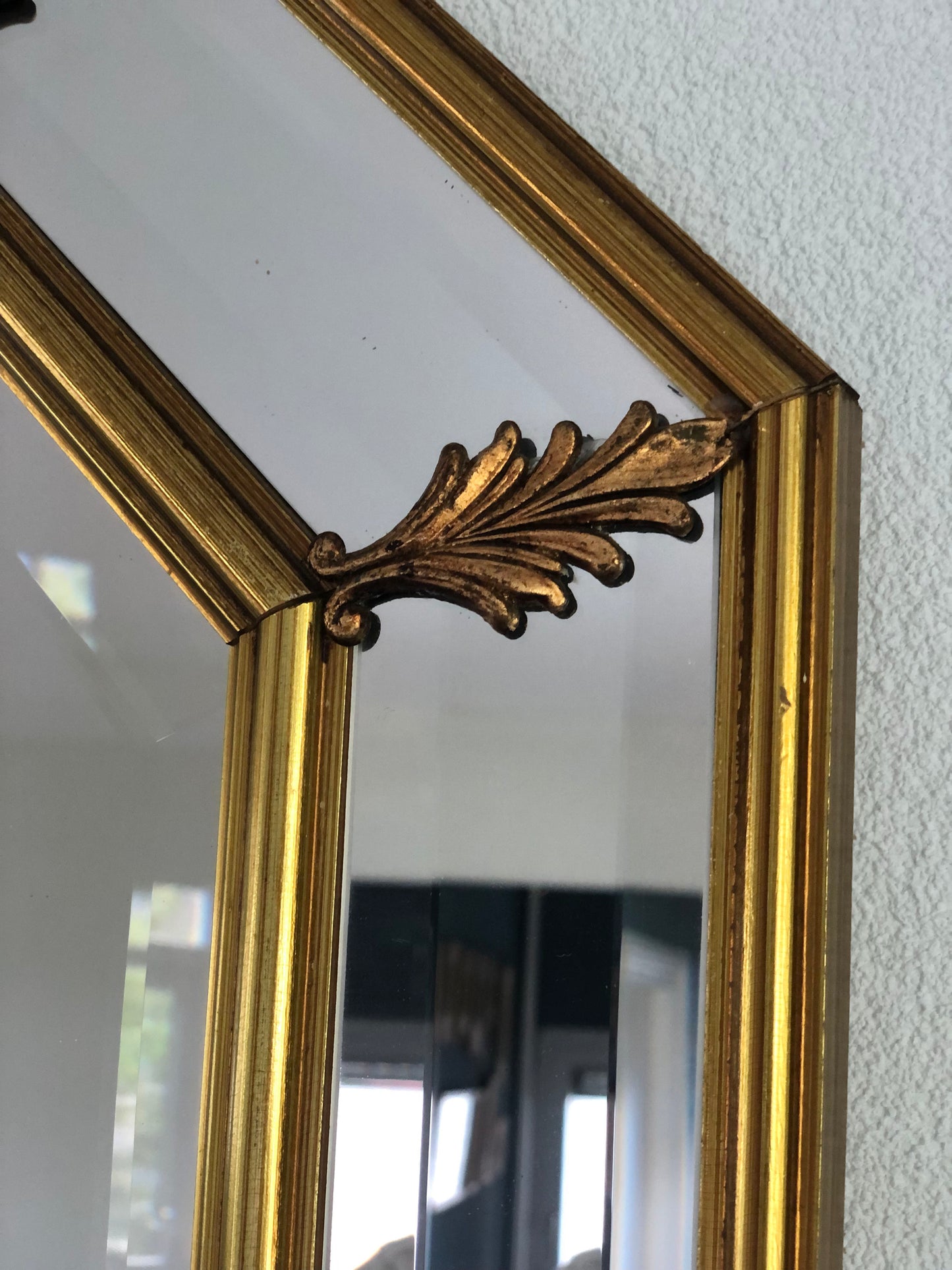 Vintage Full Length Facet Cut Giltwood Mirror Hollywood Regency Belgium