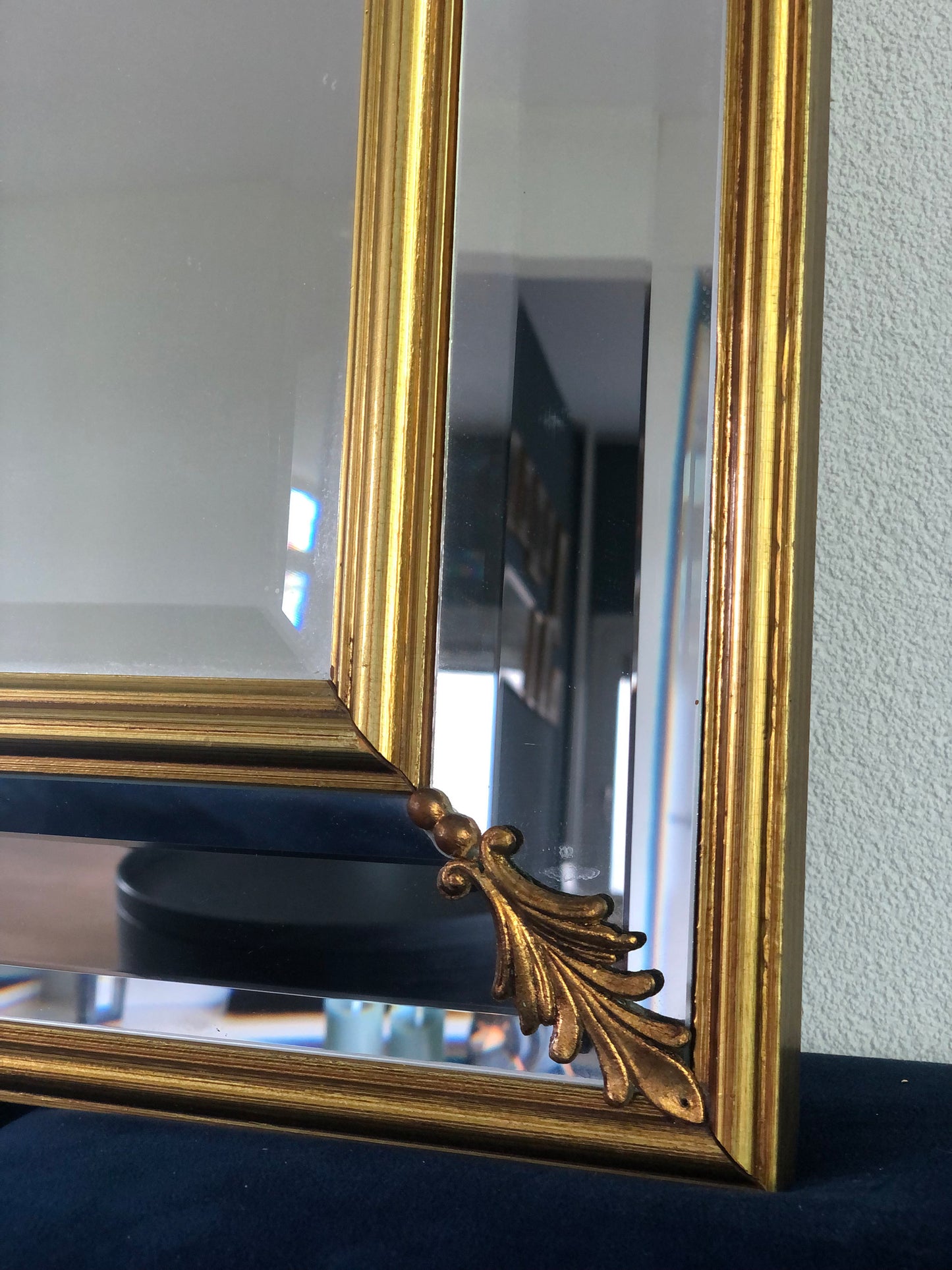 Vintage Full Length Facet Cut Giltwood Mirror Hollywood Regency Belgium