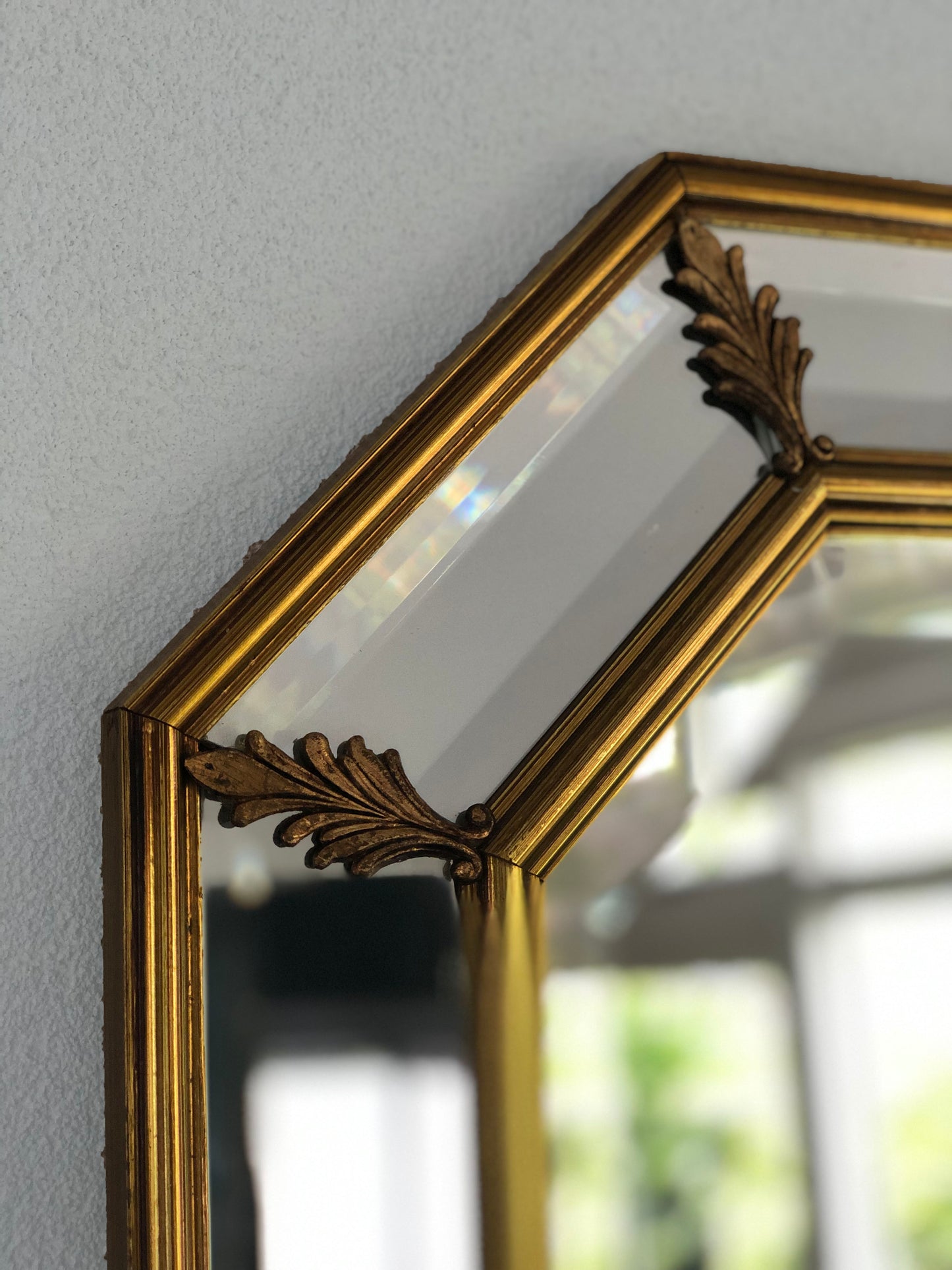 Vintage Full Length Facet Cut Giltwood Mirror Hollywood Regency Belgium