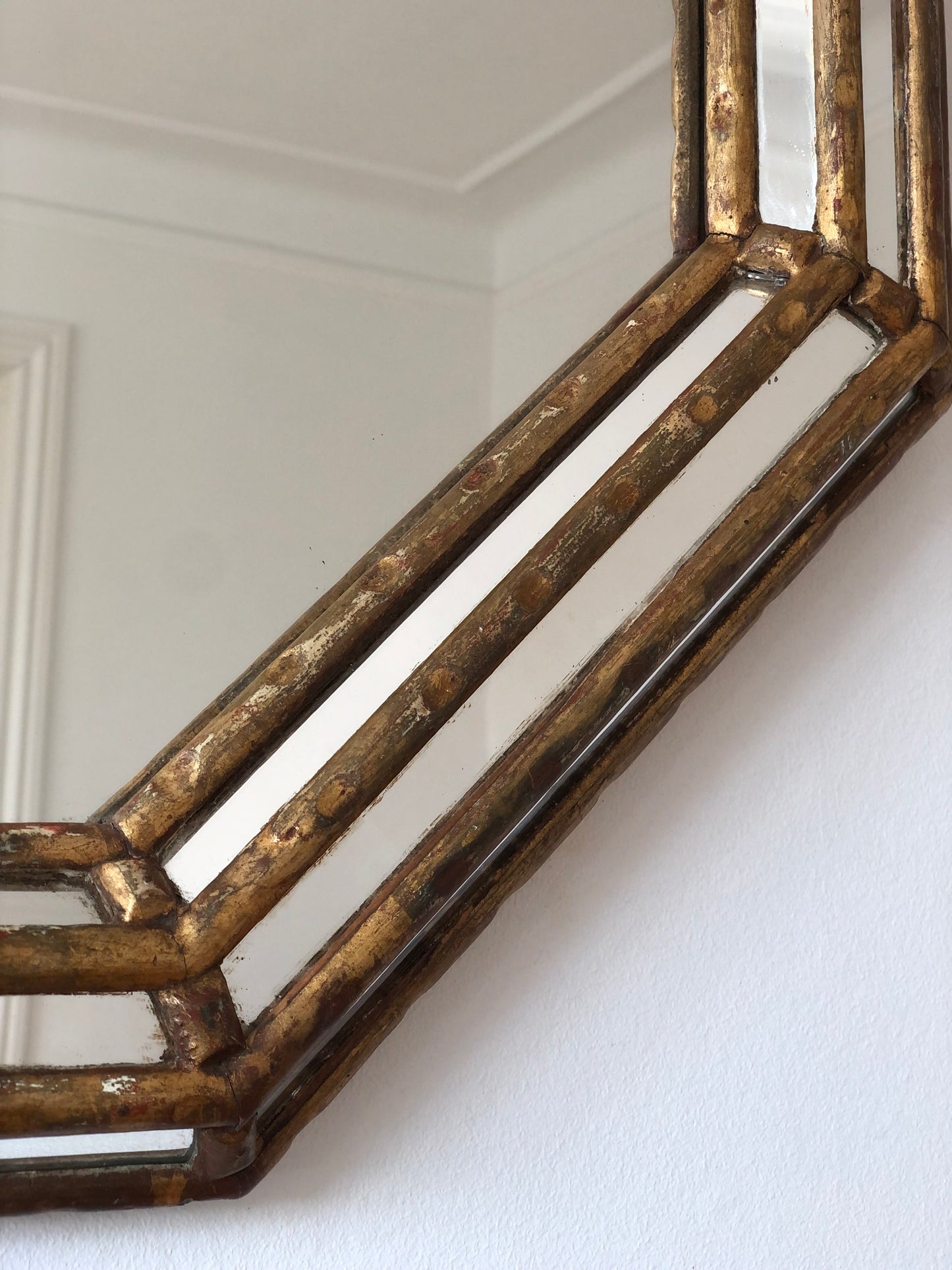 Vintage LaBarge Octagon Mirror Faux Bamboo Italy 1970s