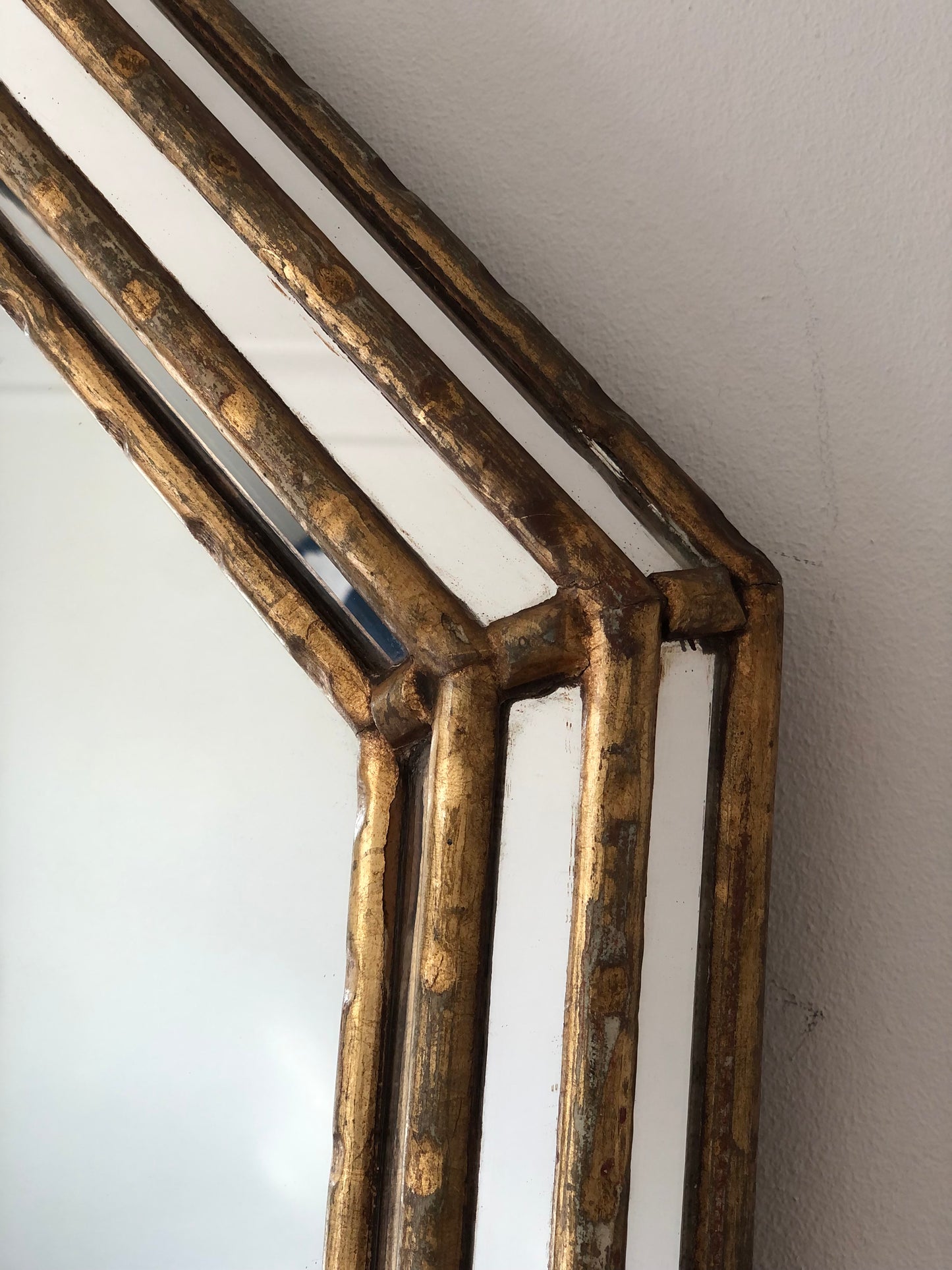 Vintage LaBarge Octagon Mirror Faux Bamboo Italy 1970s