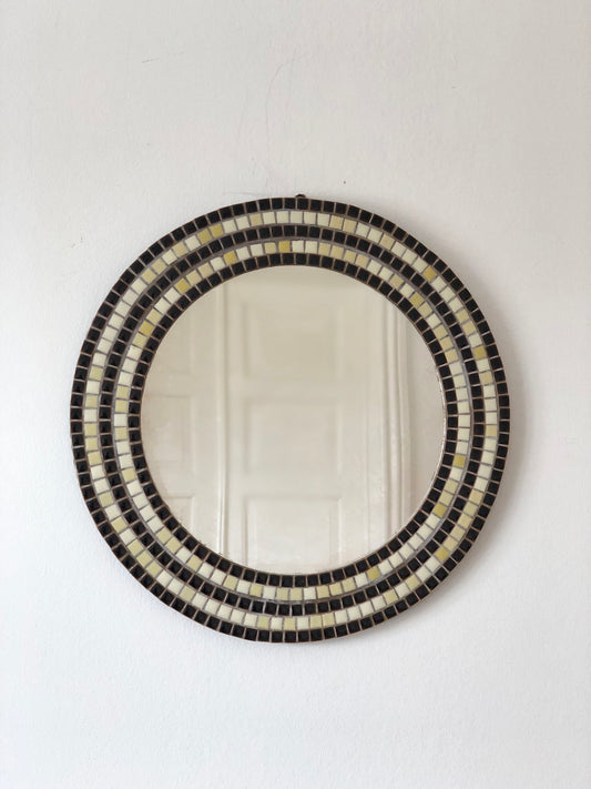 Vintage Round Mosaic Wall Mirror 1970 Portugal