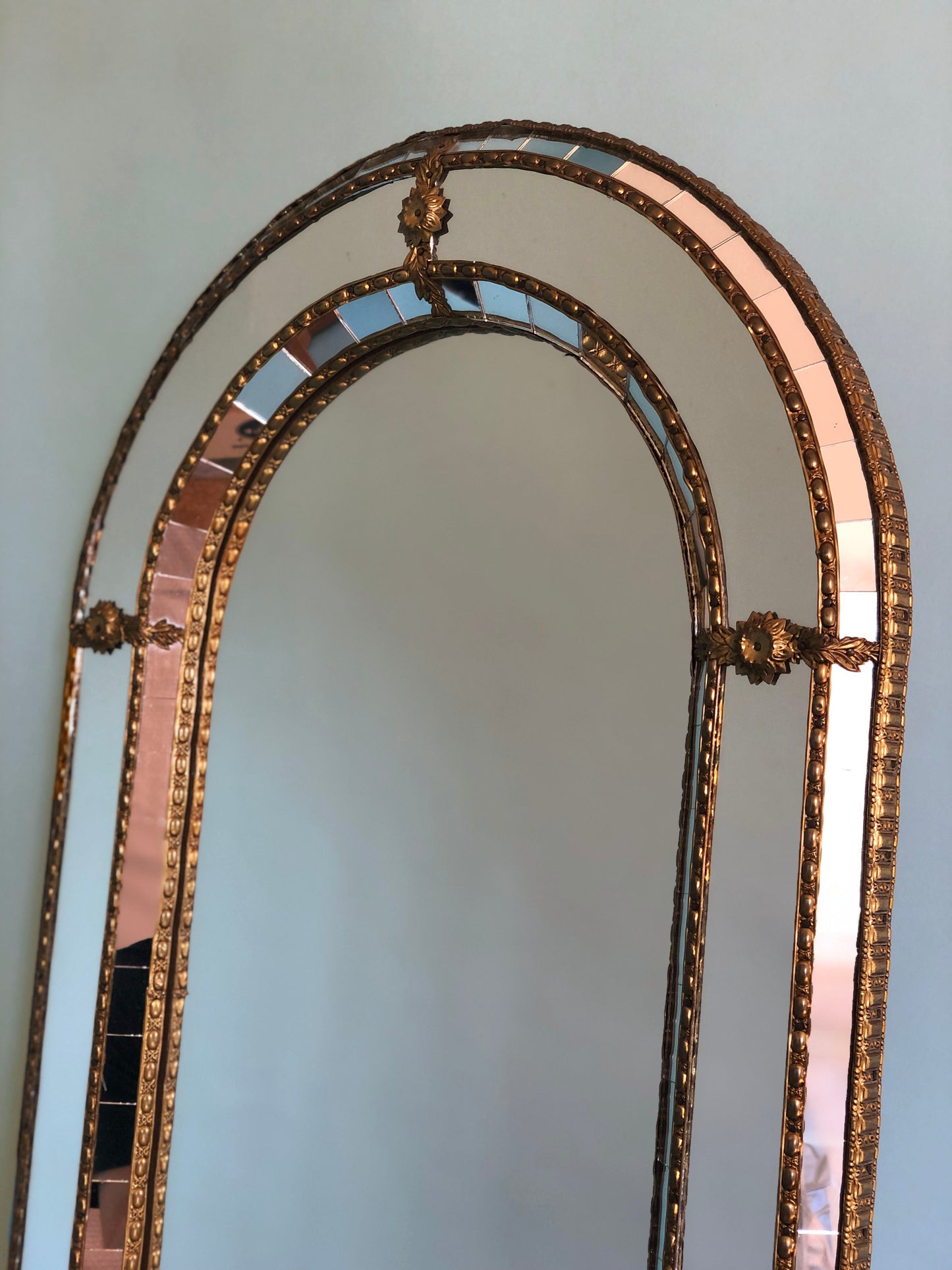 Vintage Venetian Full Length Mirror Hollywood Regency in Gold Spain 1990s