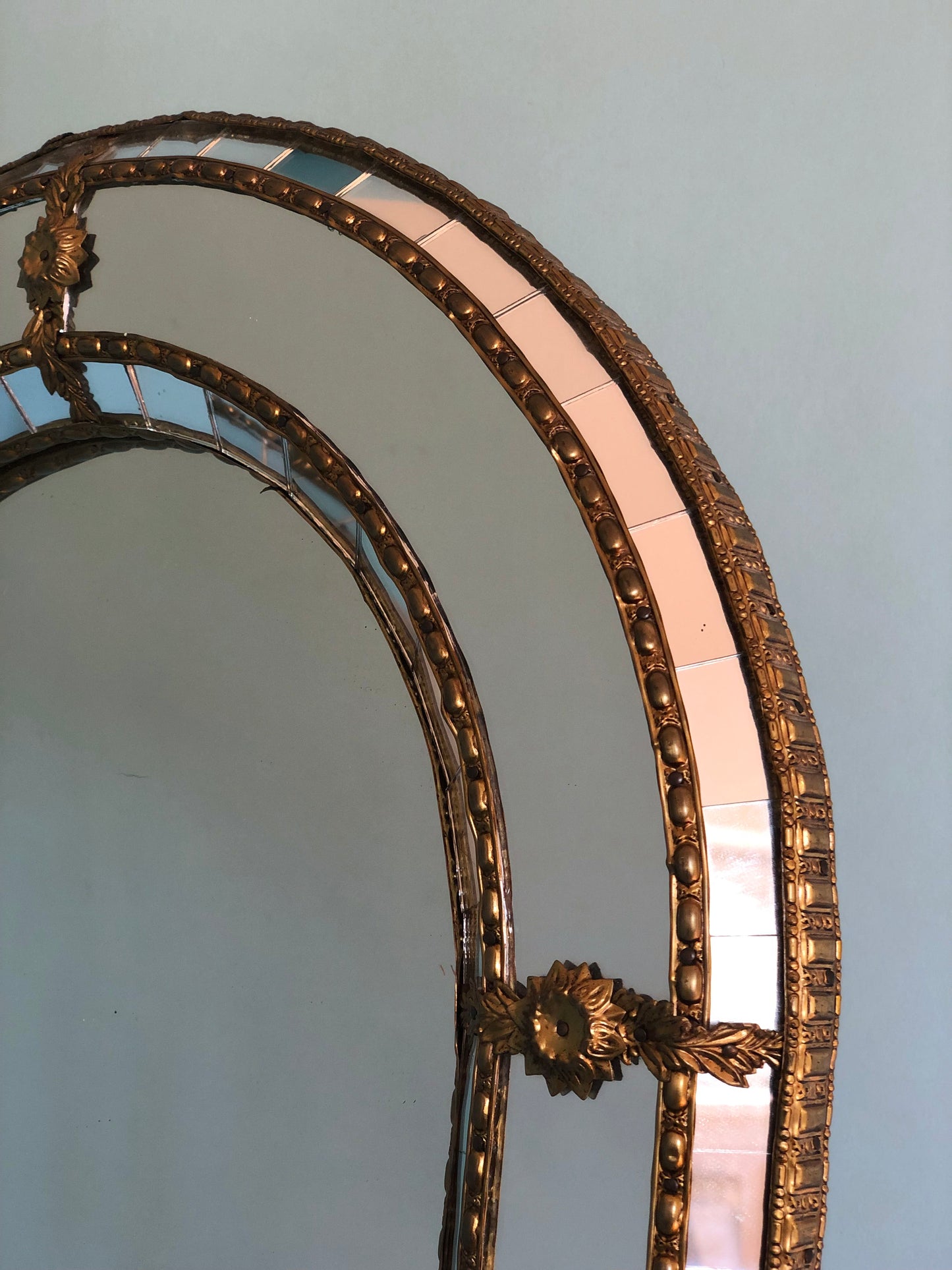 Vintage Venetian Full Length Mirror Hollywood Regency in Gold Spain 1990s