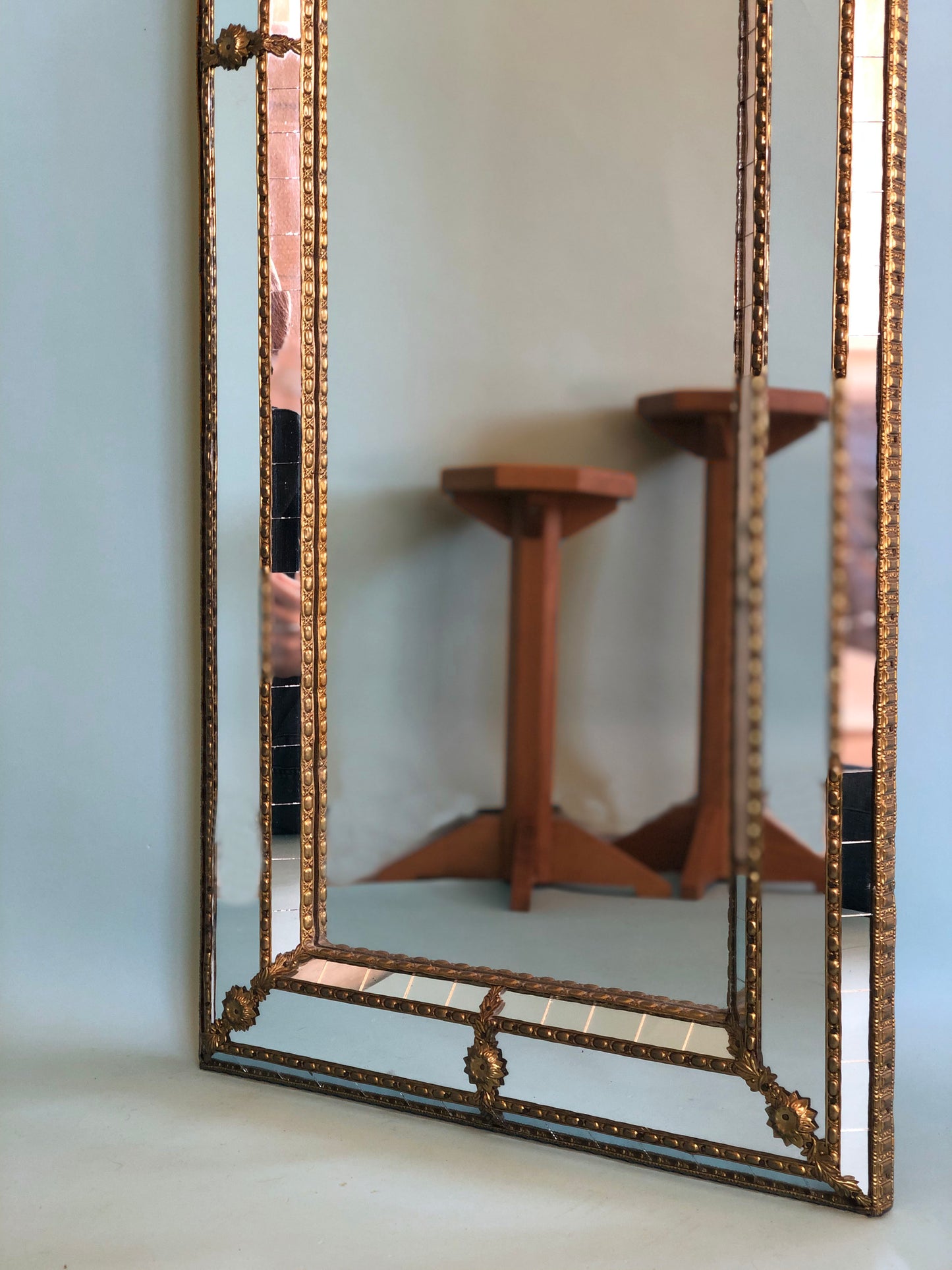 Vintage Venetian Full Length Mirror Hollywood Regency in Gold Spain 1990s