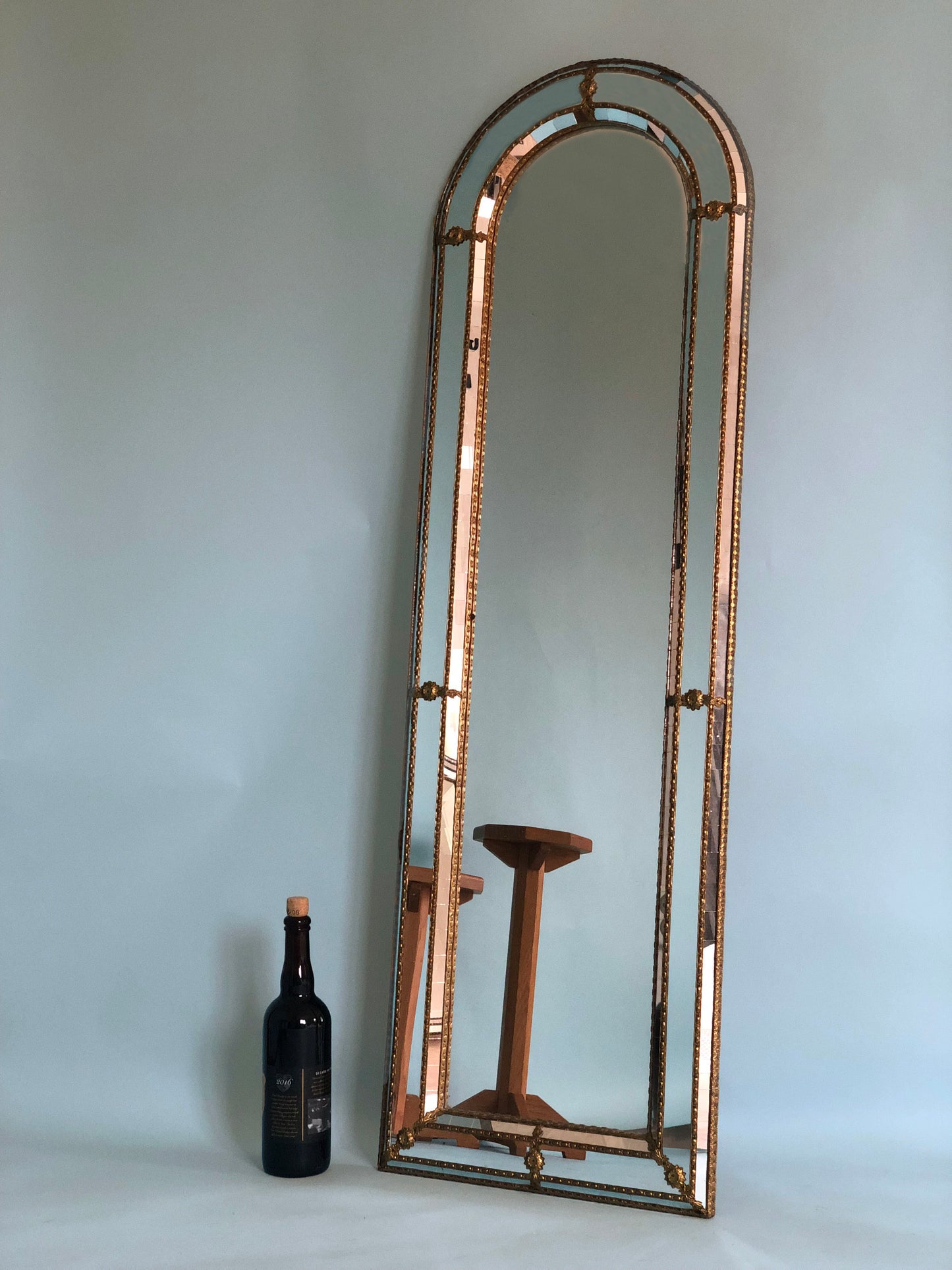Vintage Venetian Full Length Mirror Hollywood Regency in Gold Spain 1990s