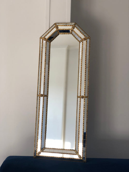 Vintage Venetian Full Length Mirror Hollywood Regency in Gold Spain 1990s