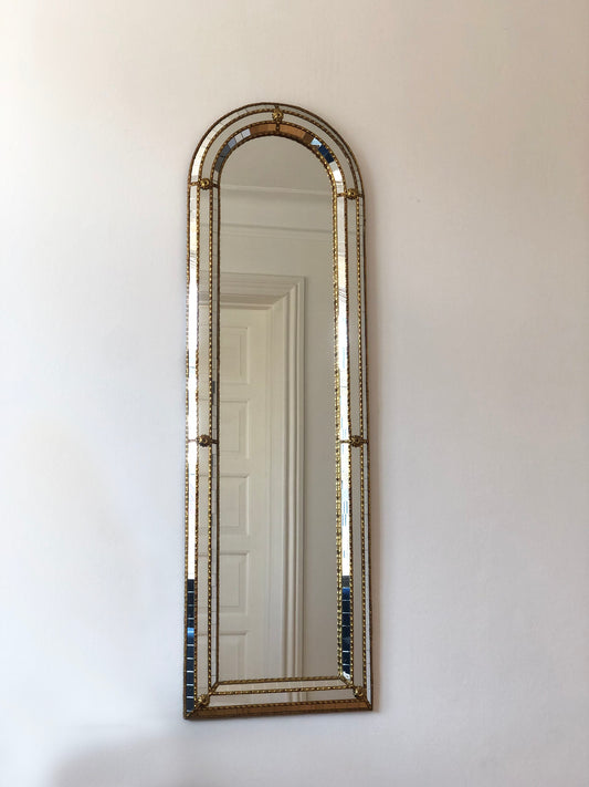 Vintage Venetian Full Length Mirror Hollywood Regency in Gold Spain 1990s
