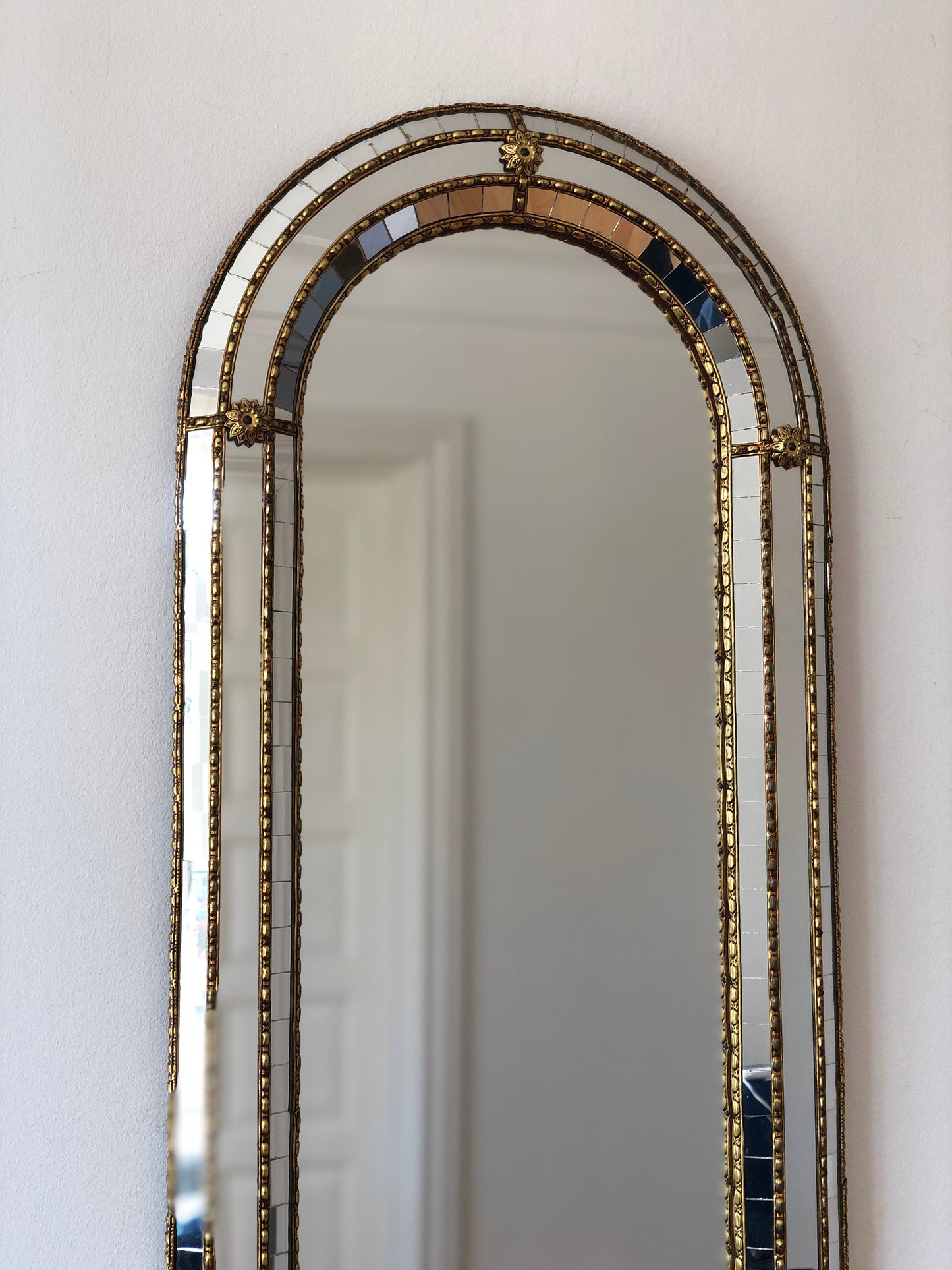 Vintage Venetian Full Length Mirror Hollywood Regency in Gold Spain 1990s
