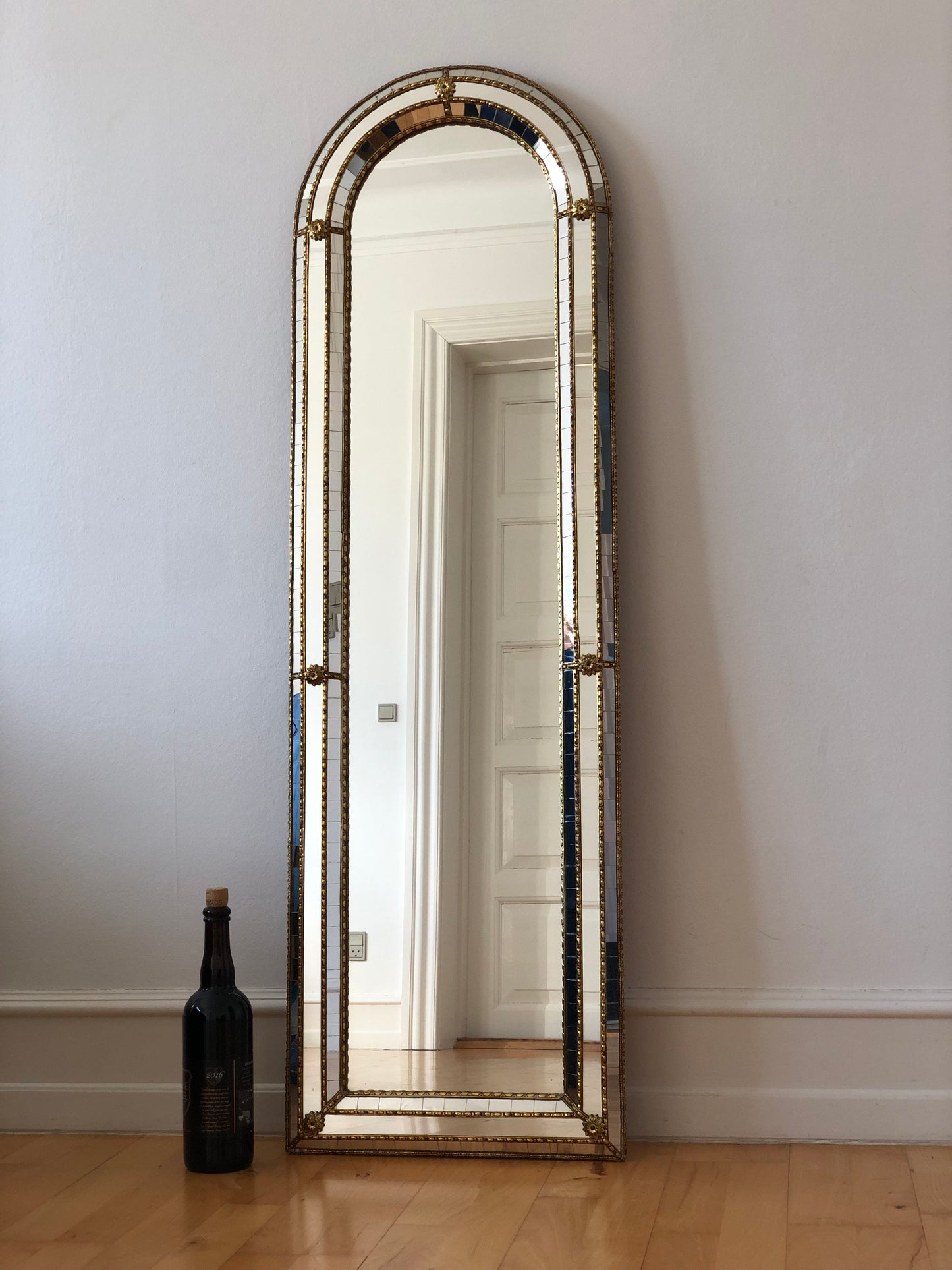 Vintage Venetian Full Length Mirror Hollywood Regency in Gold Spain 1990s