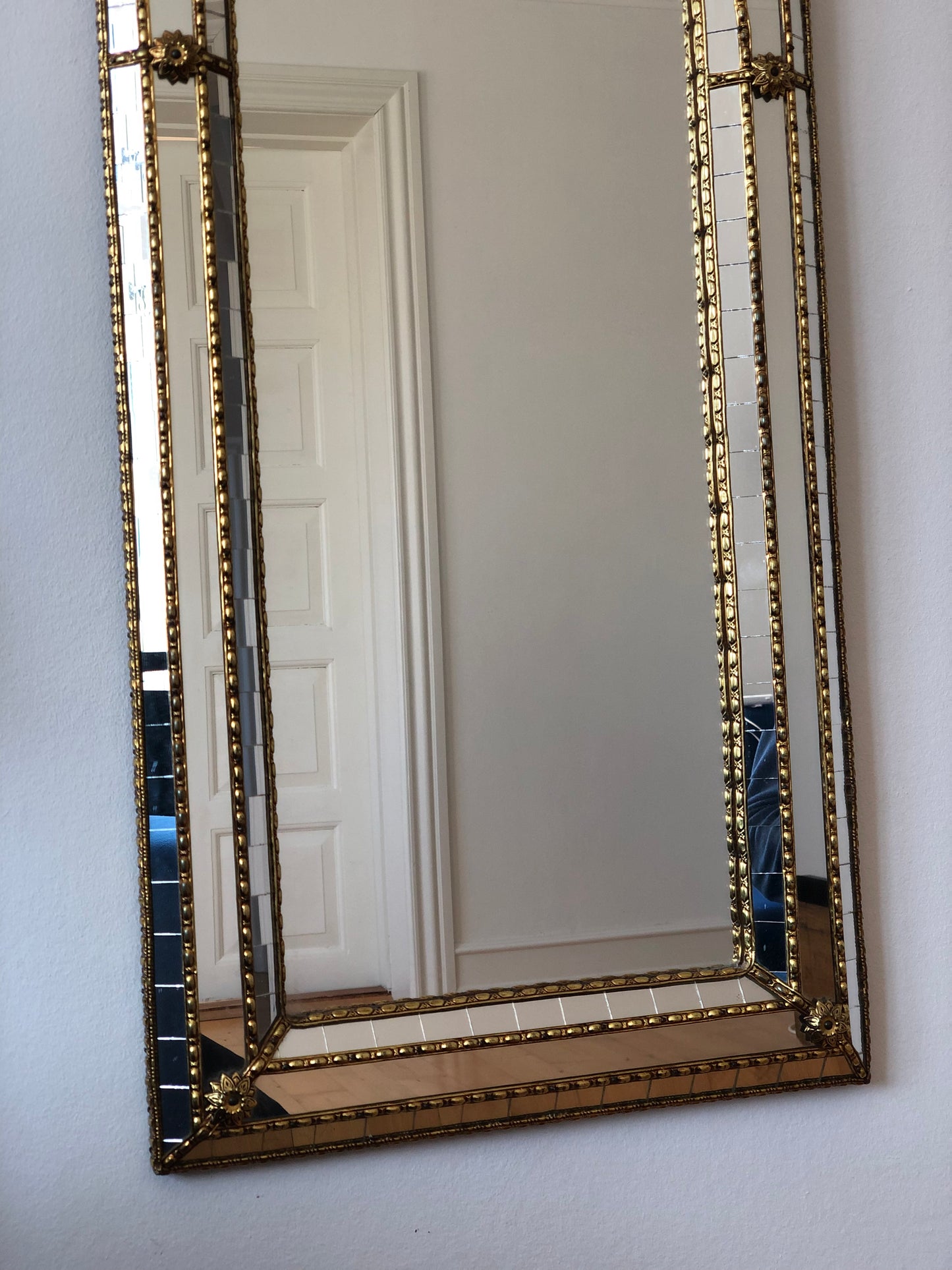 Vintage Venetian Full Length Mirror Hollywood Regency in Gold Spain 1990s