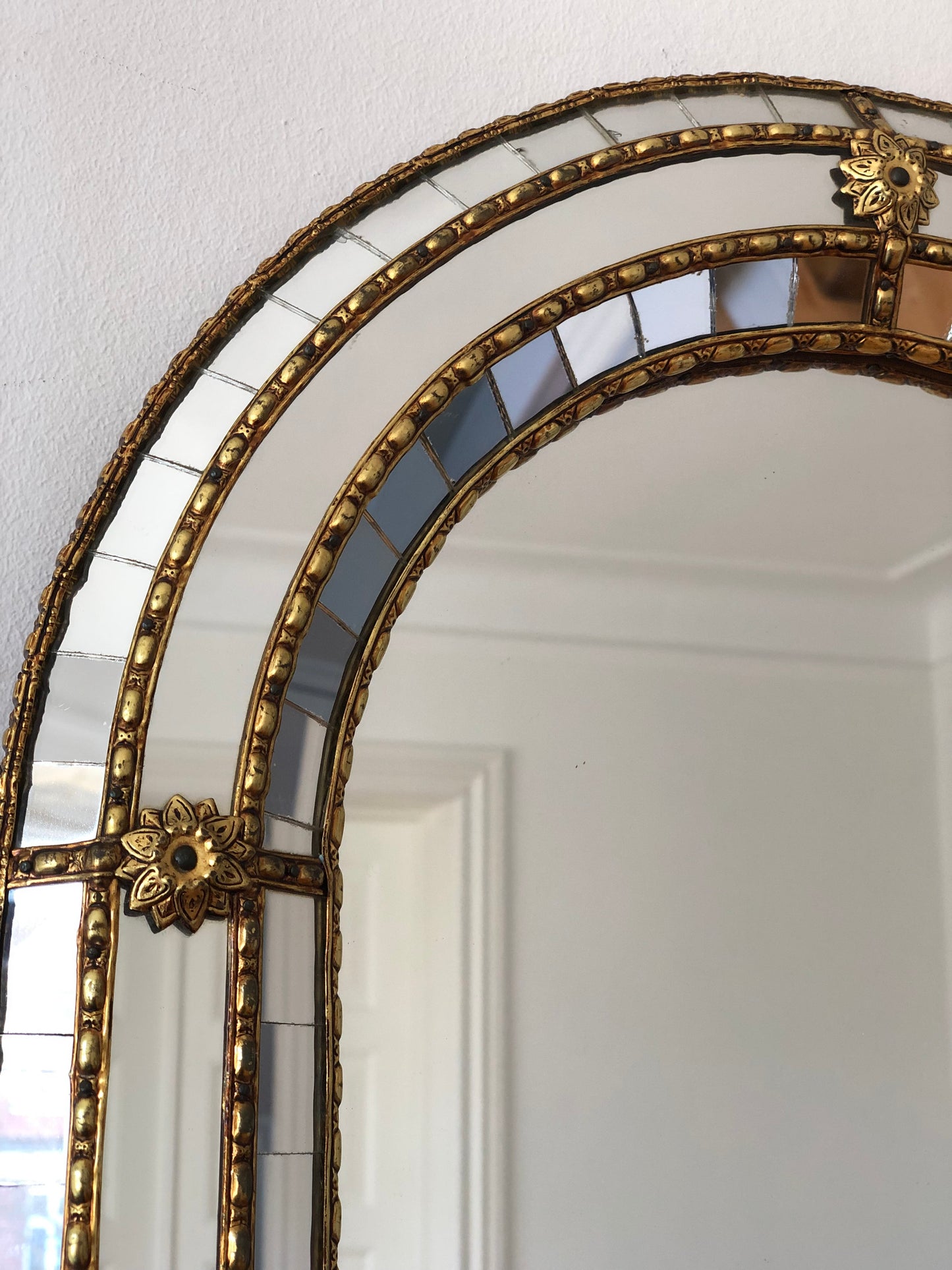 Vintage Venetian Full Length Mirror Hollywood Regency in Gold Spain 1990s