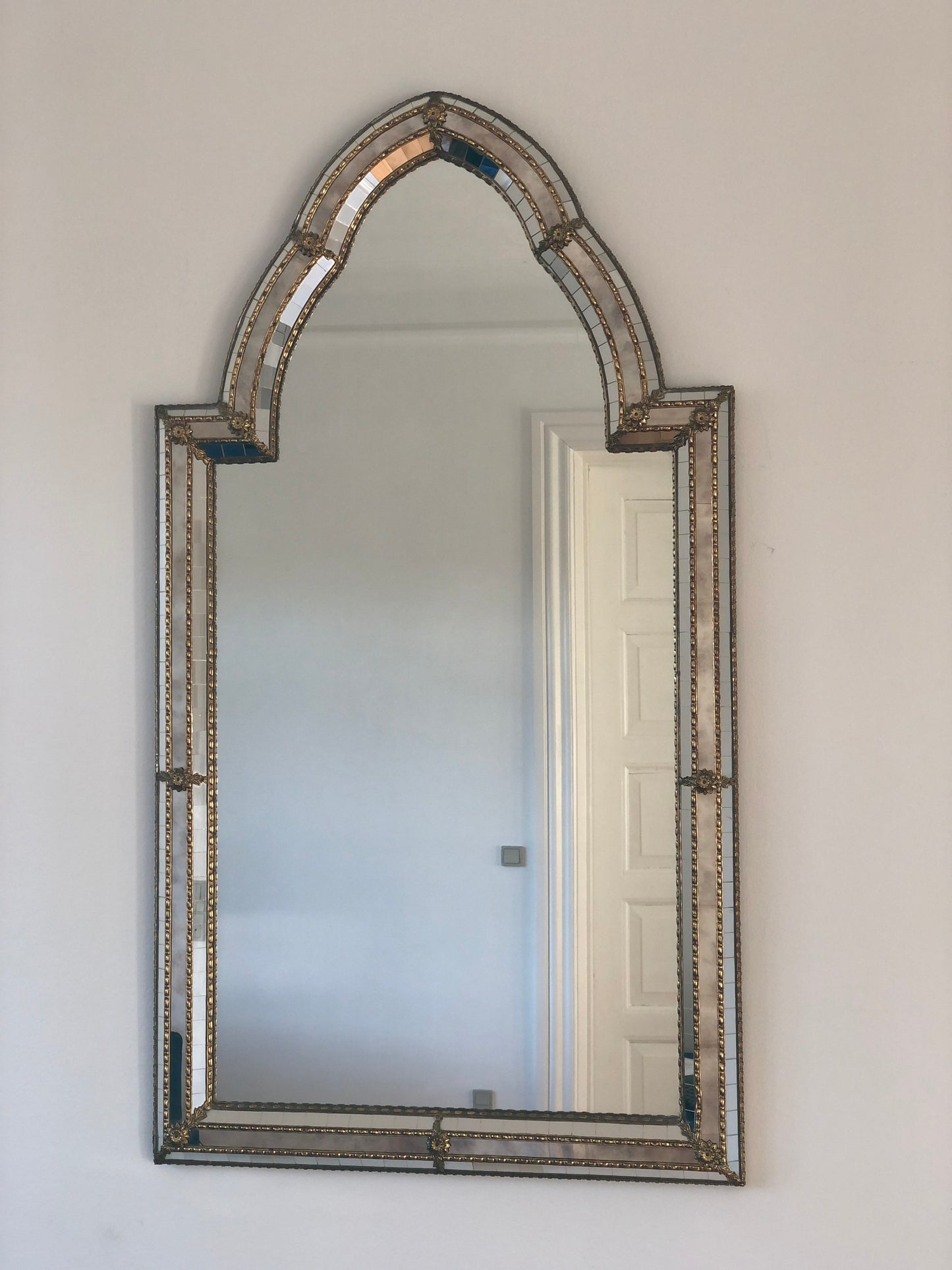Large Vintage Venetian Mirror Hollywood Regency in Gold Spain 1987