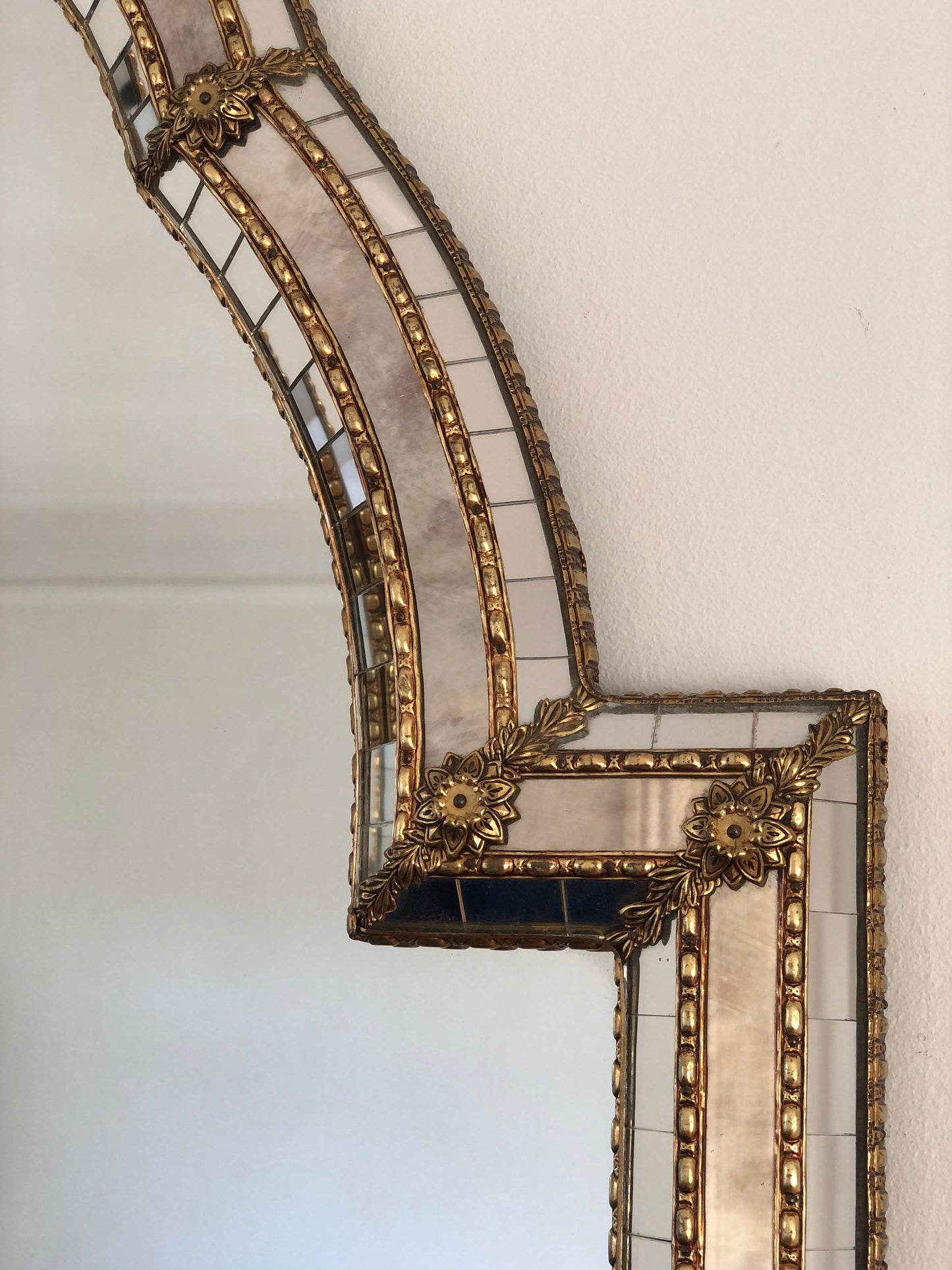 Large Vintage Venetian Mirror Hollywood Regency in Gold Spain 1987