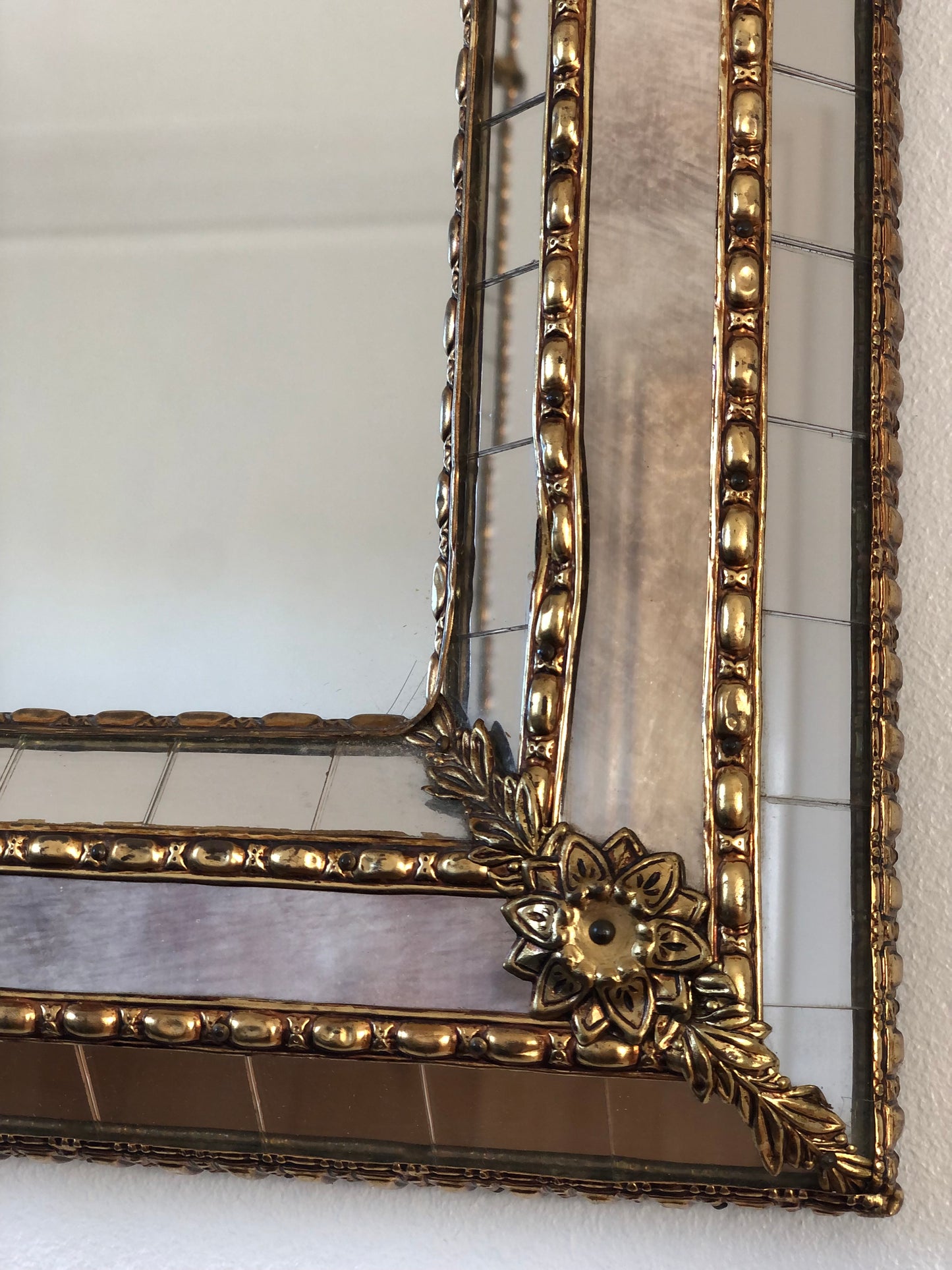 Large Vintage Venetian Mirror Hollywood Regency in Gold Spain 1987