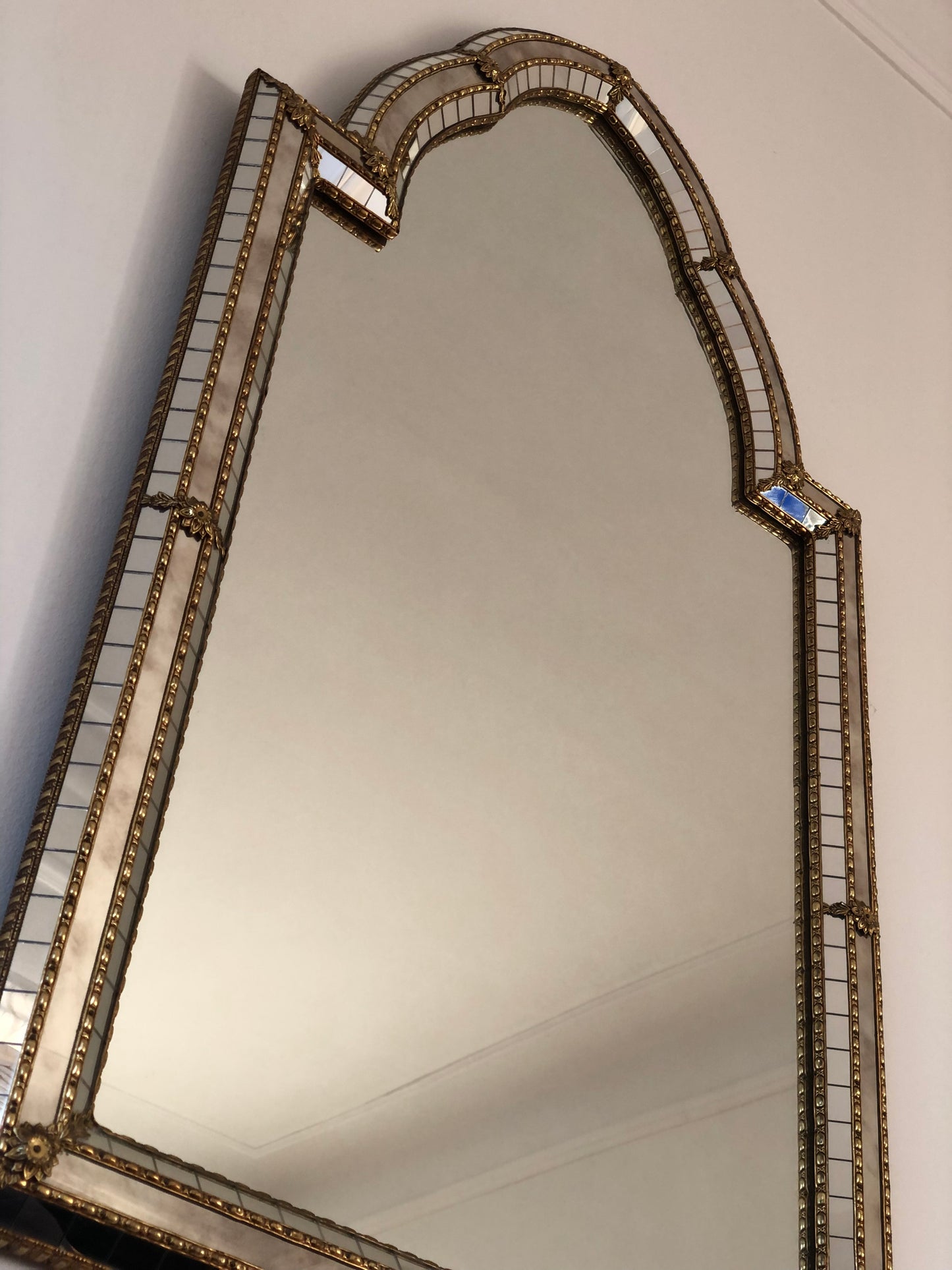 Large Vintage Venetian Mirror Hollywood Regency in Gold Spain 1987