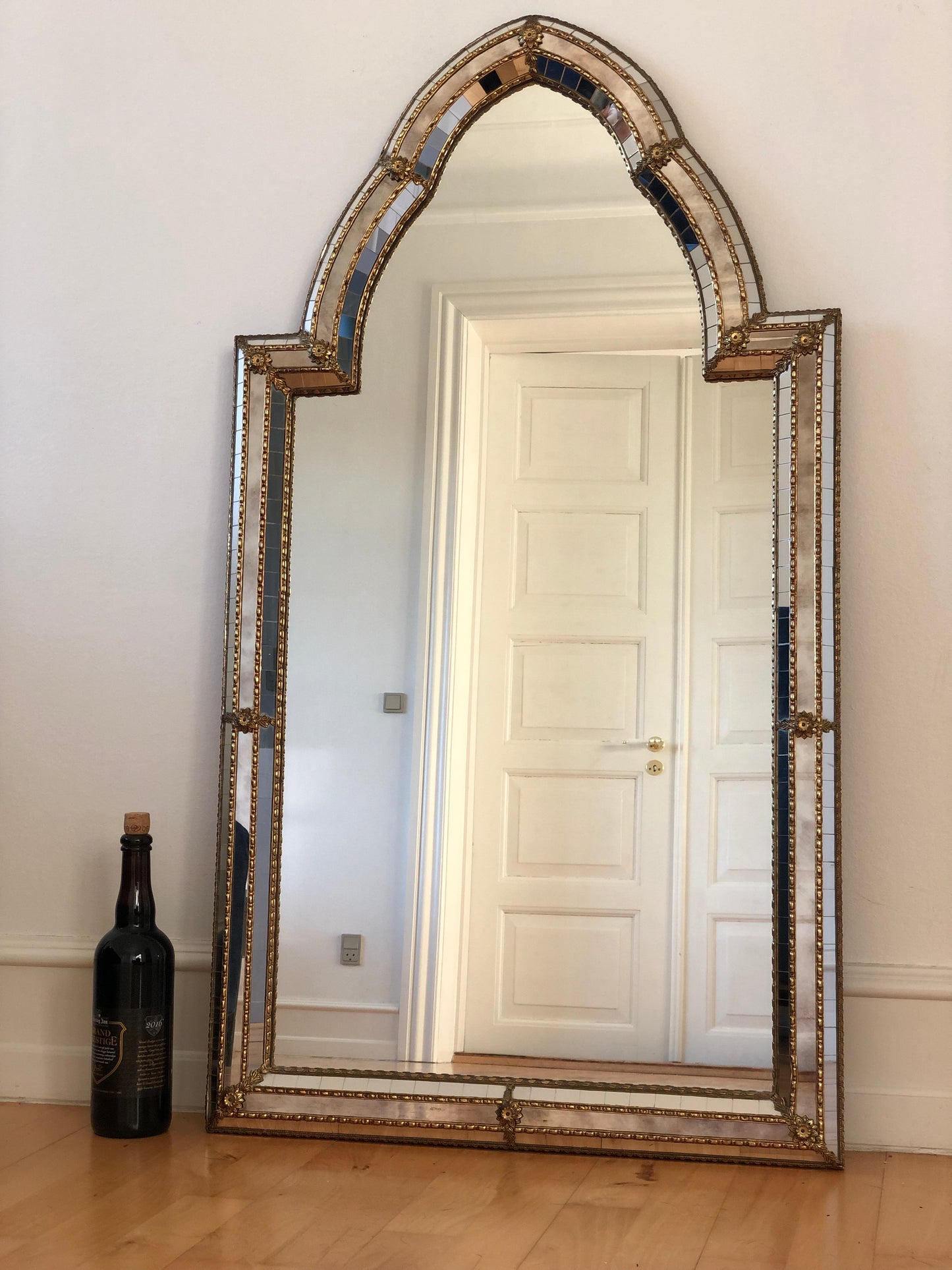 Large Vintage Venetian Mirror Hollywood Regency in Gold Spain 1987
