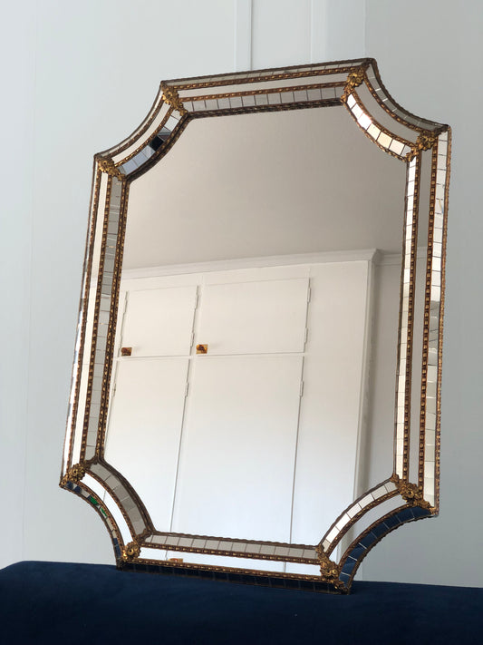Vintage Venetian Mirror Hollywood Regency in Gold Spain 1990s