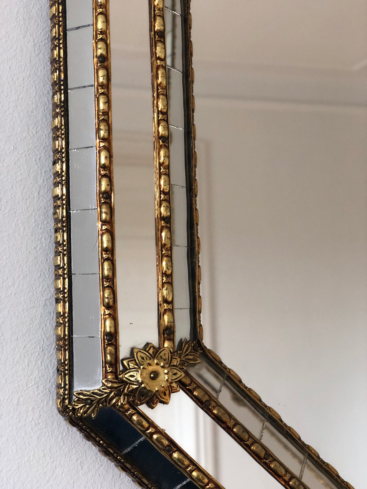 A Pair of Vintage Venetian Octagon Mirror Hollywood Regency in Gold Spain 1990s