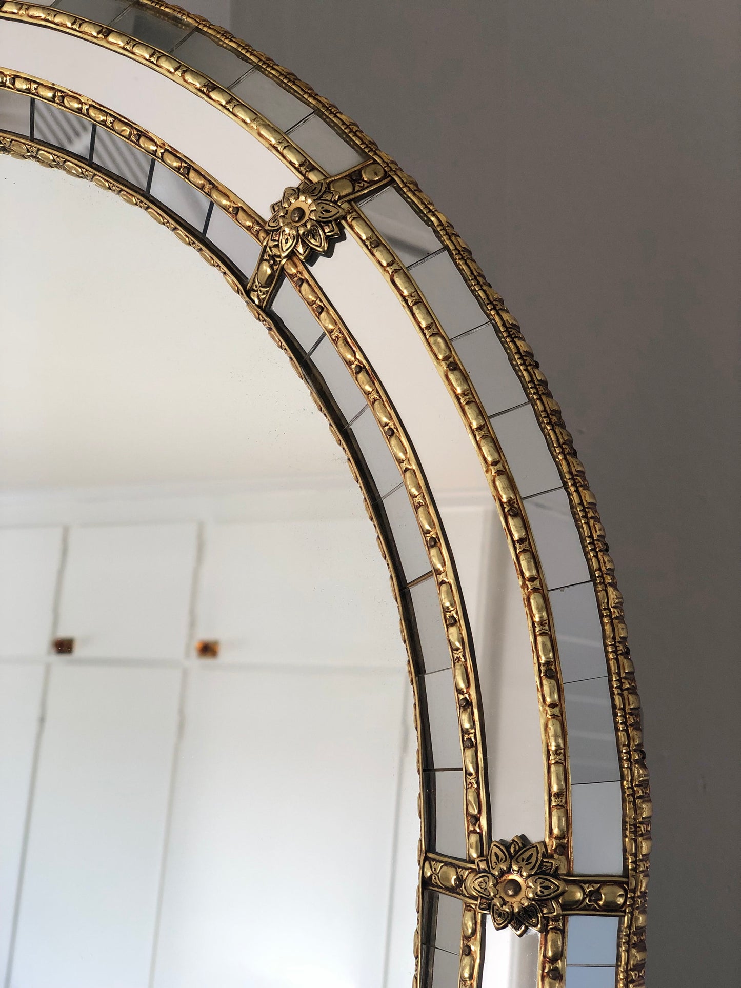 Vintage Venetian Large Mirror Hollywood Regency in Gold Spain 1990s