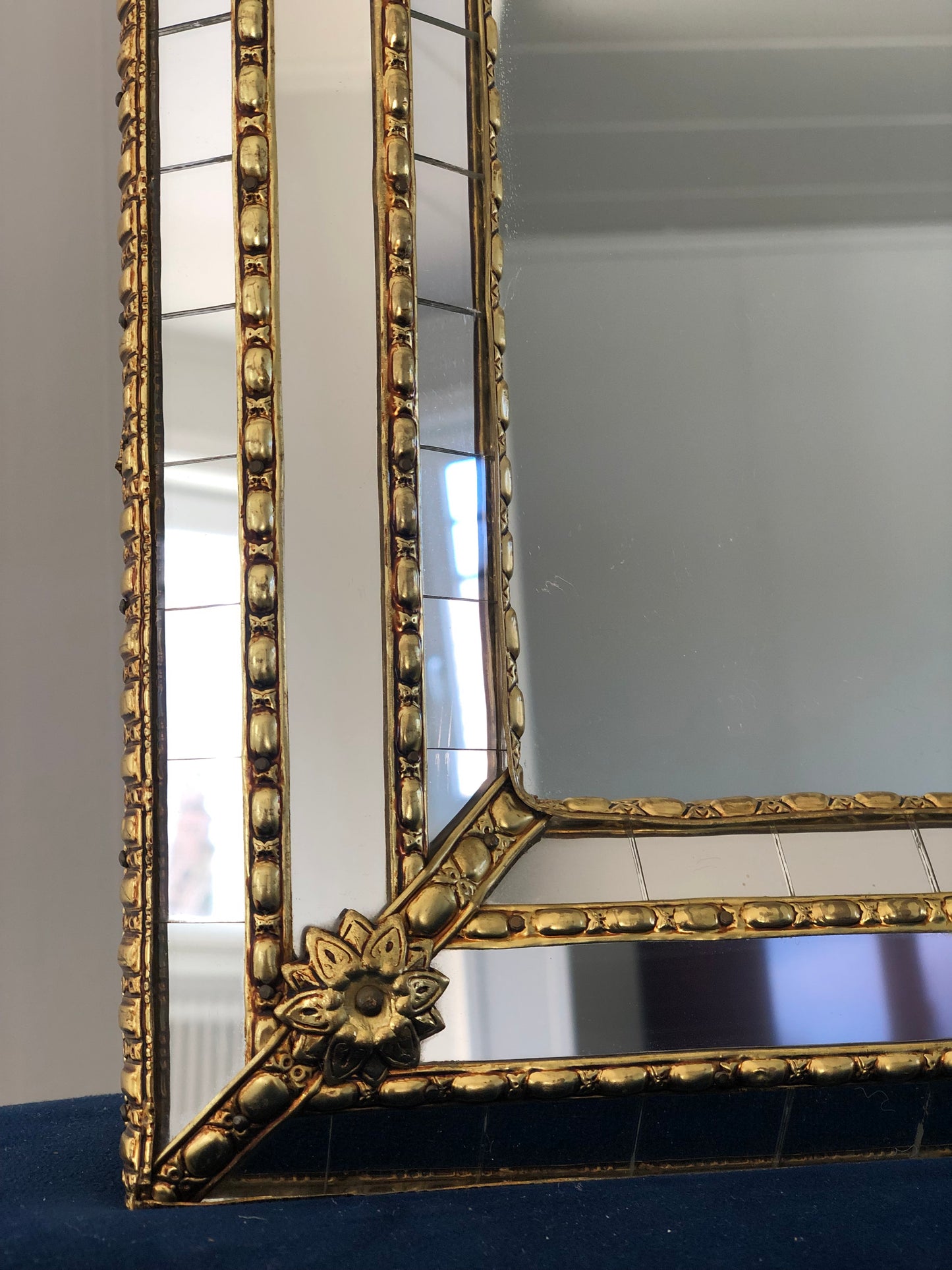 Vintage Venetian Large Mirror Hollywood Regency in Gold Spain 1990s