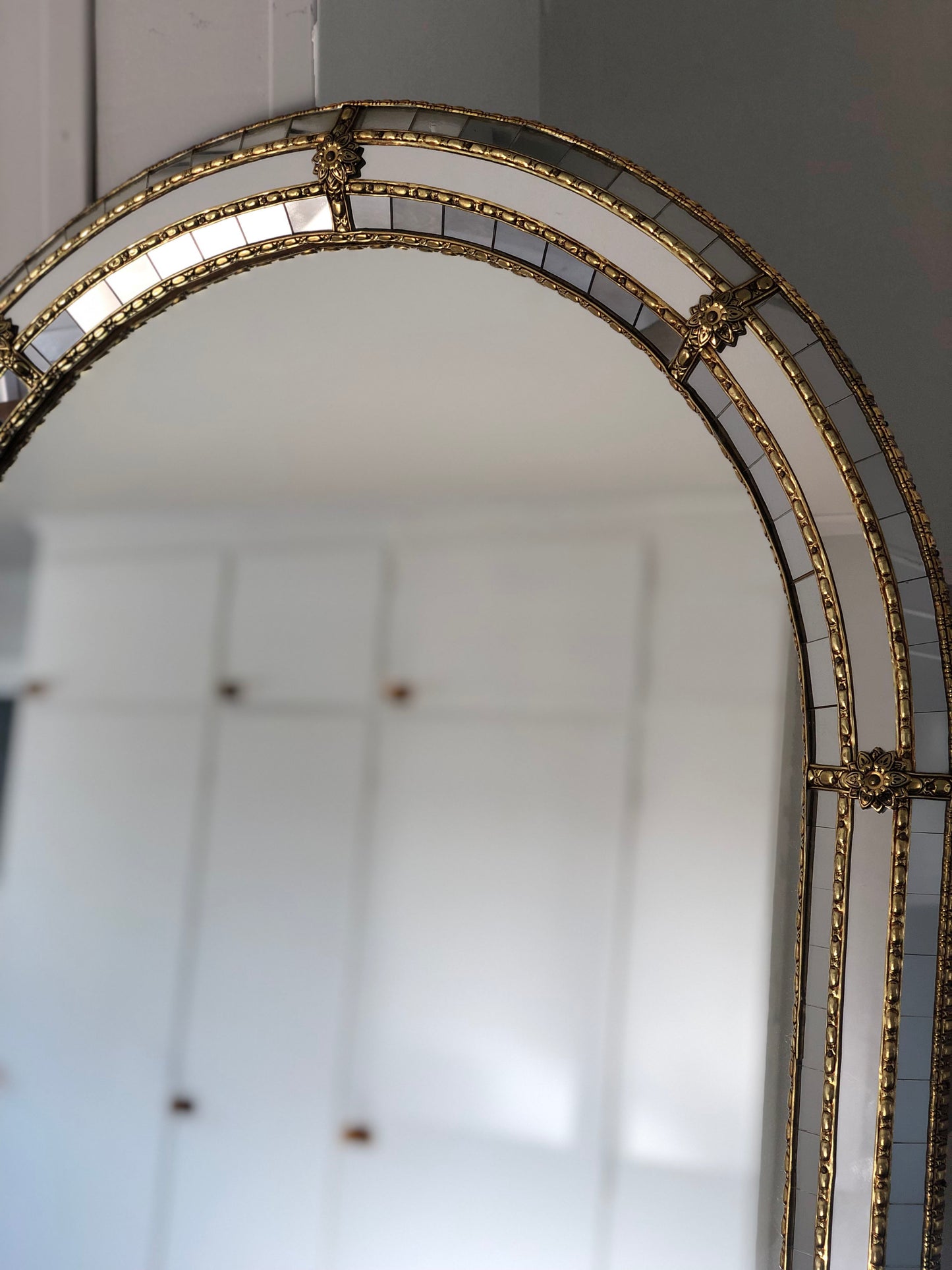 Vintage Venetian Large Mirror Hollywood Regency in Gold Spain 1990s