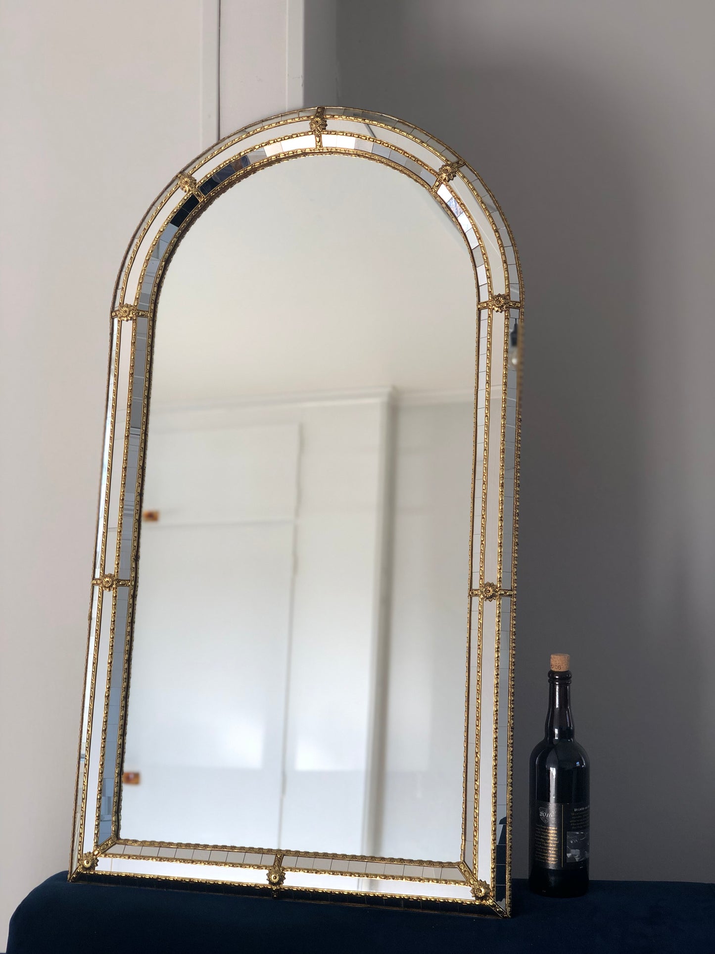 Vintage Venetian Large Mirror Hollywood Regency in Gold Spain 1990s