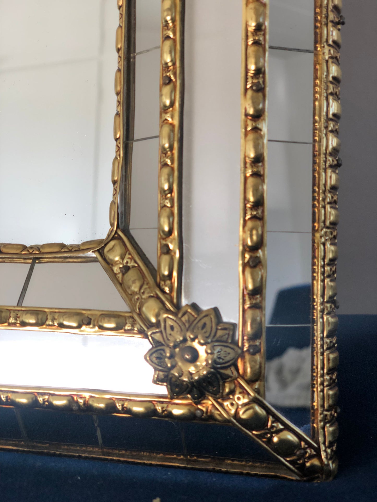 Vintage Venetian Large Mirror Hollywood Regency in Gold Spain 1990s