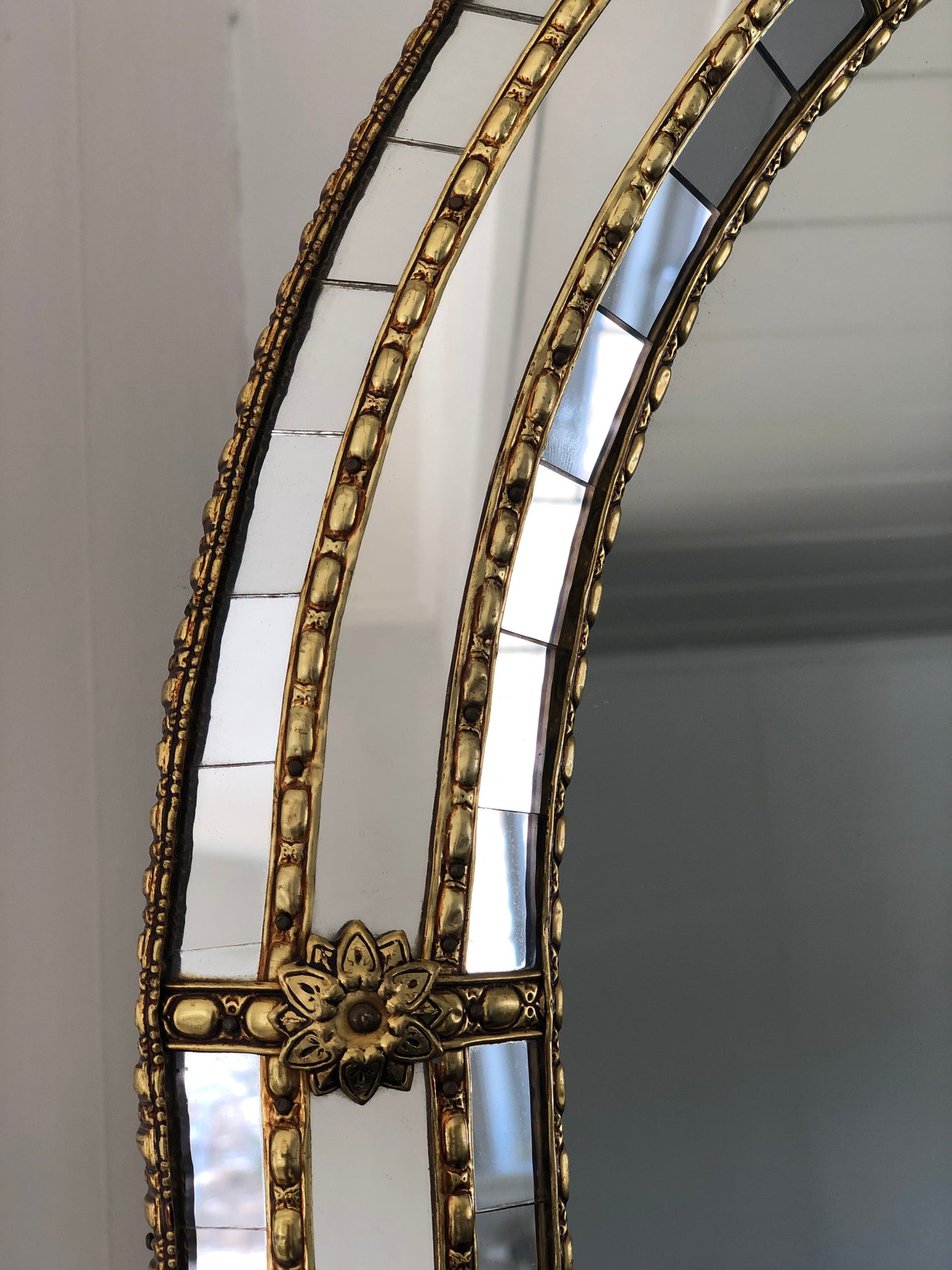 Vintage Venetian Large Mirror Hollywood Regency in Gold Spain 1990s