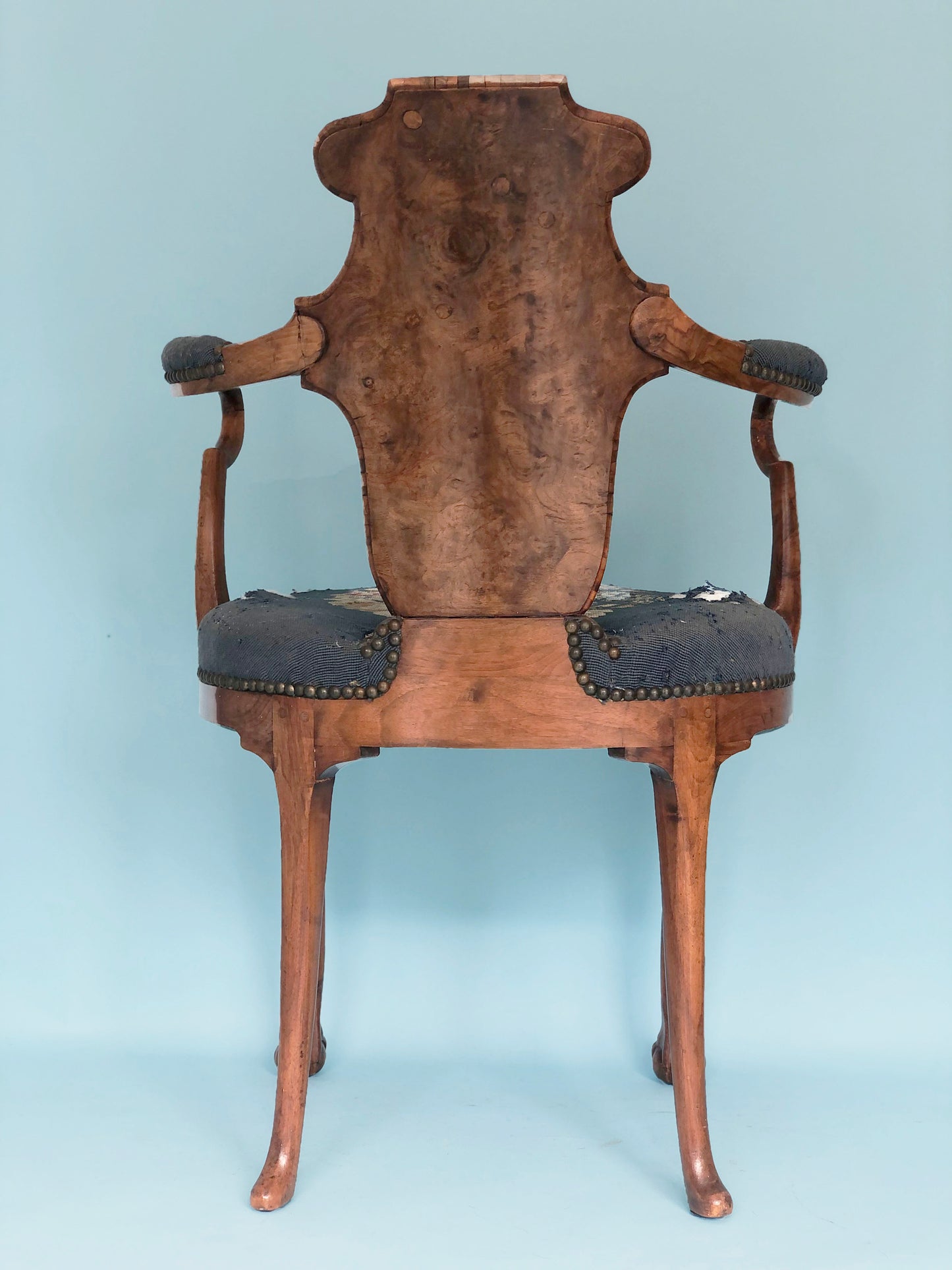 19th Century George IV English Burr Walnut Armchair “Shepherds Crooks” Made by Gillows of Lancaster and London